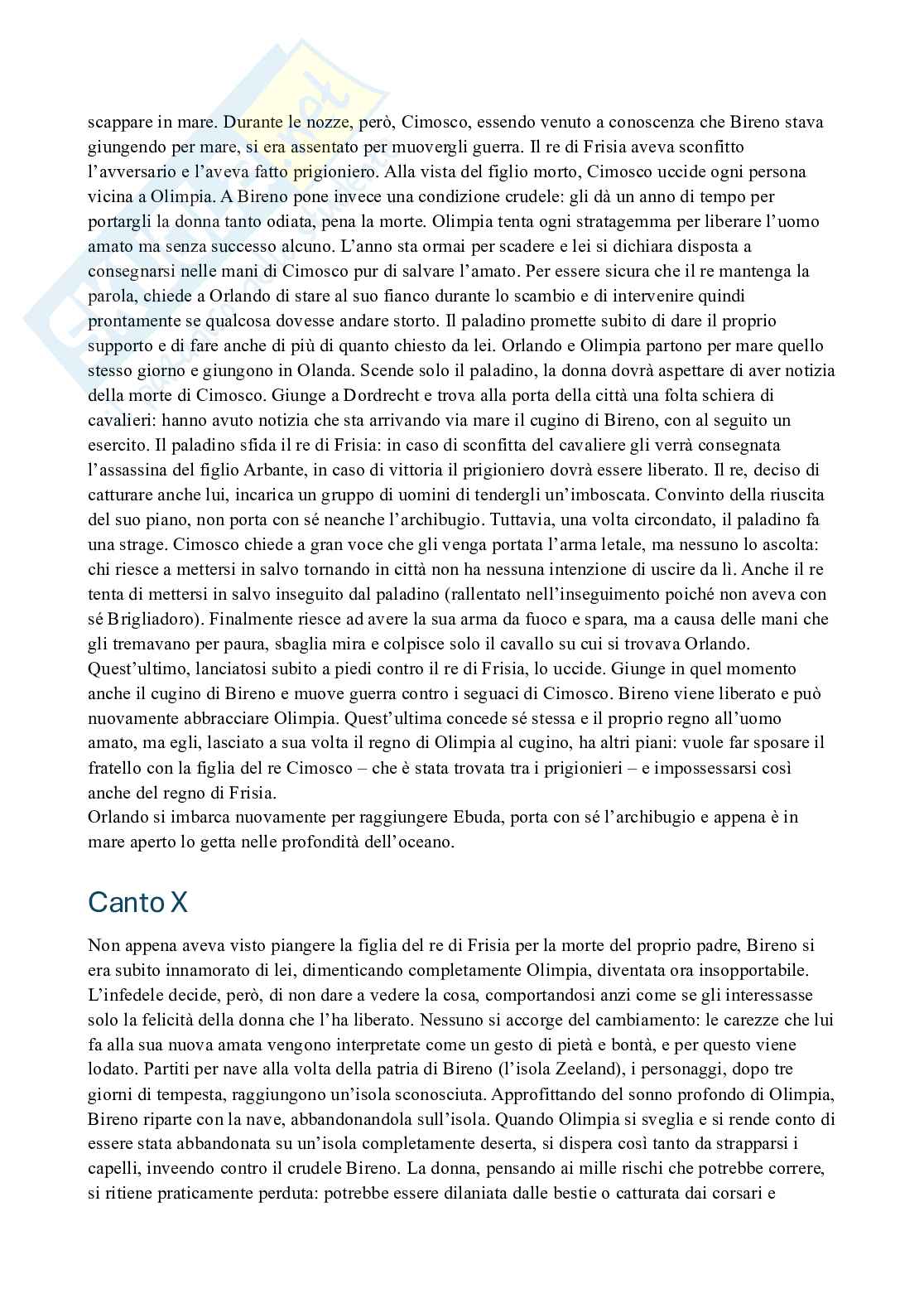 Riassunto esame Letteratura italiana, Prof. Jossa Stefano, libro consigliato Orlando furioso, Ariosto Pag. 11