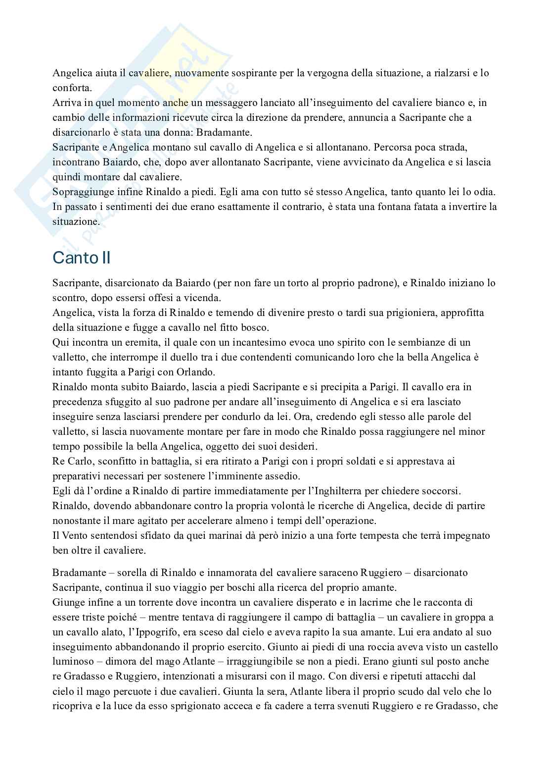 Riassunto esame Letteratura italiana, Prof. Jossa Stefano, libro consigliato Orlando furioso, Ariosto Pag. 2