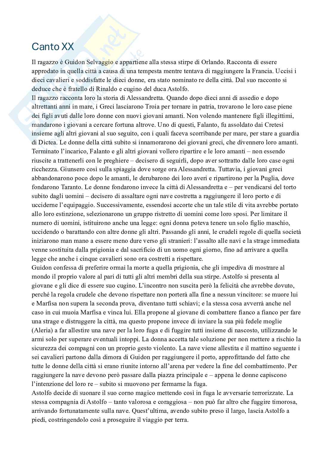 Riassunto esame Letteratura italiana, Prof. Jossa Stefano, libro consigliato Orlando furioso, Ariosto Pag. 26