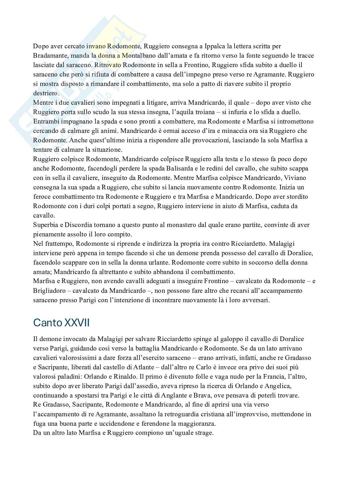 Riassunto esame Letteratura italiana, Prof. Jossa Stefano, libro consigliato Orlando furioso, Ariosto Pag. 36