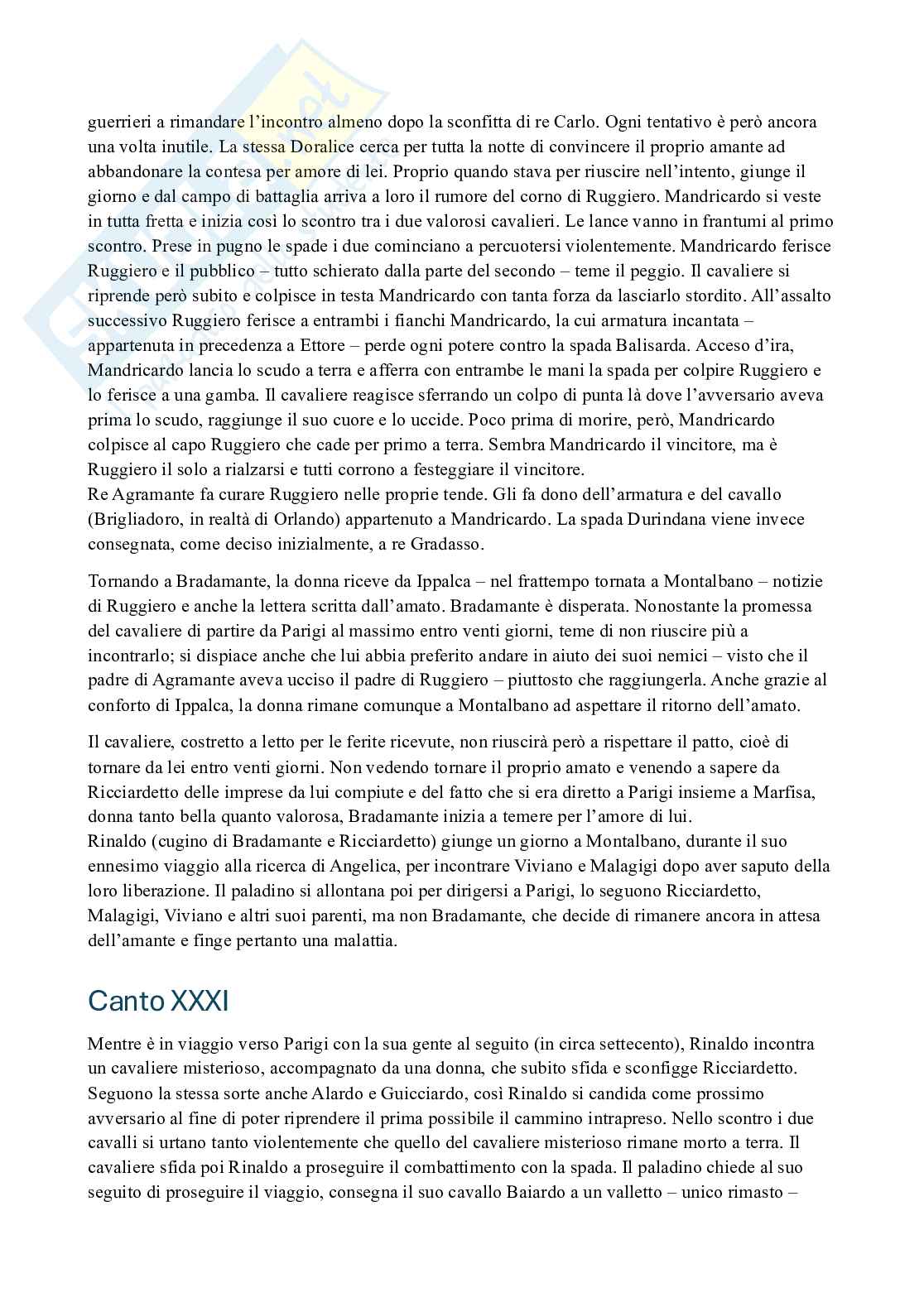 Riassunto esame Letteratura italiana, Prof. Jossa Stefano, libro consigliato Orlando furioso, Ariosto Pag. 41