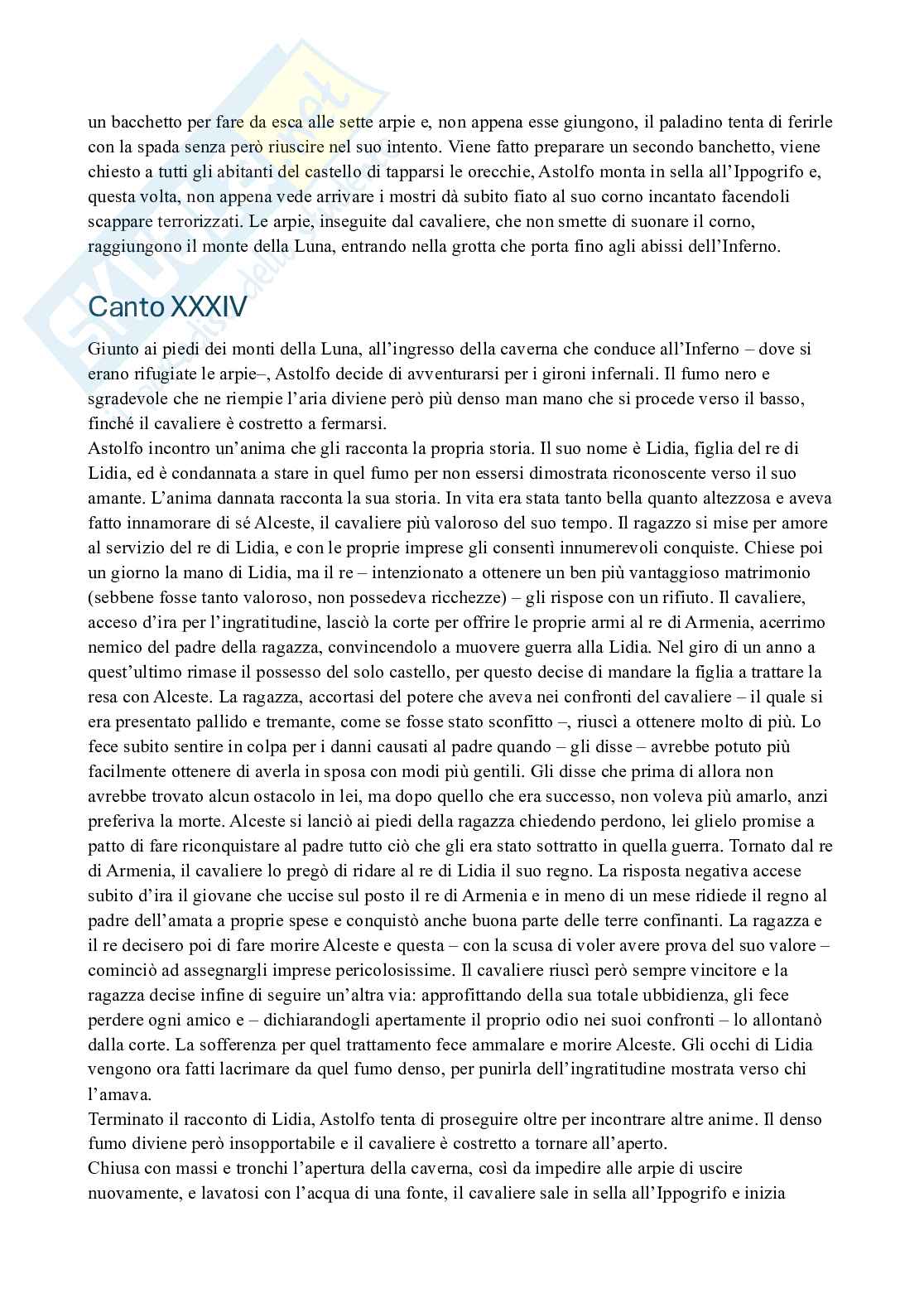Riassunto esame Letteratura italiana, Prof. Jossa Stefano, libro consigliato Orlando furioso, Ariosto Pag. 46