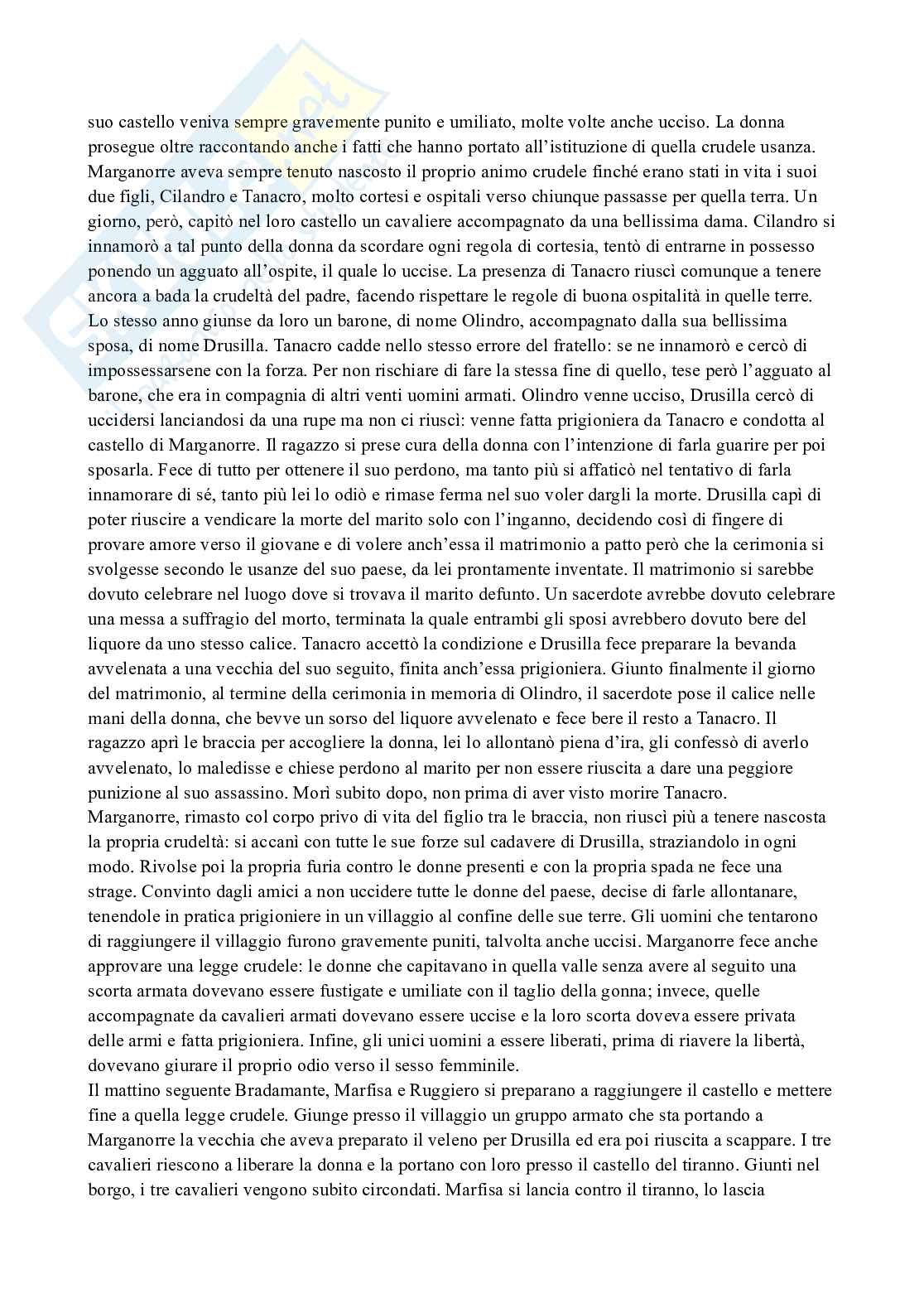 Riassunto esame Letteratura italiana, Prof. Jossa Stefano, libro consigliato Orlando furioso, Ariosto Pag. 51