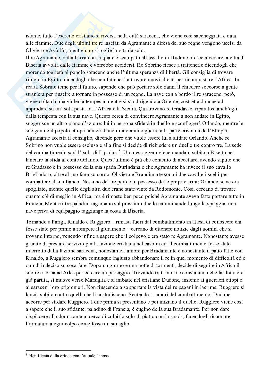 Riassunto esame Letteratura italiana, Prof. Jossa Stefano, libro consigliato Orlando furioso, Ariosto Pag. 56