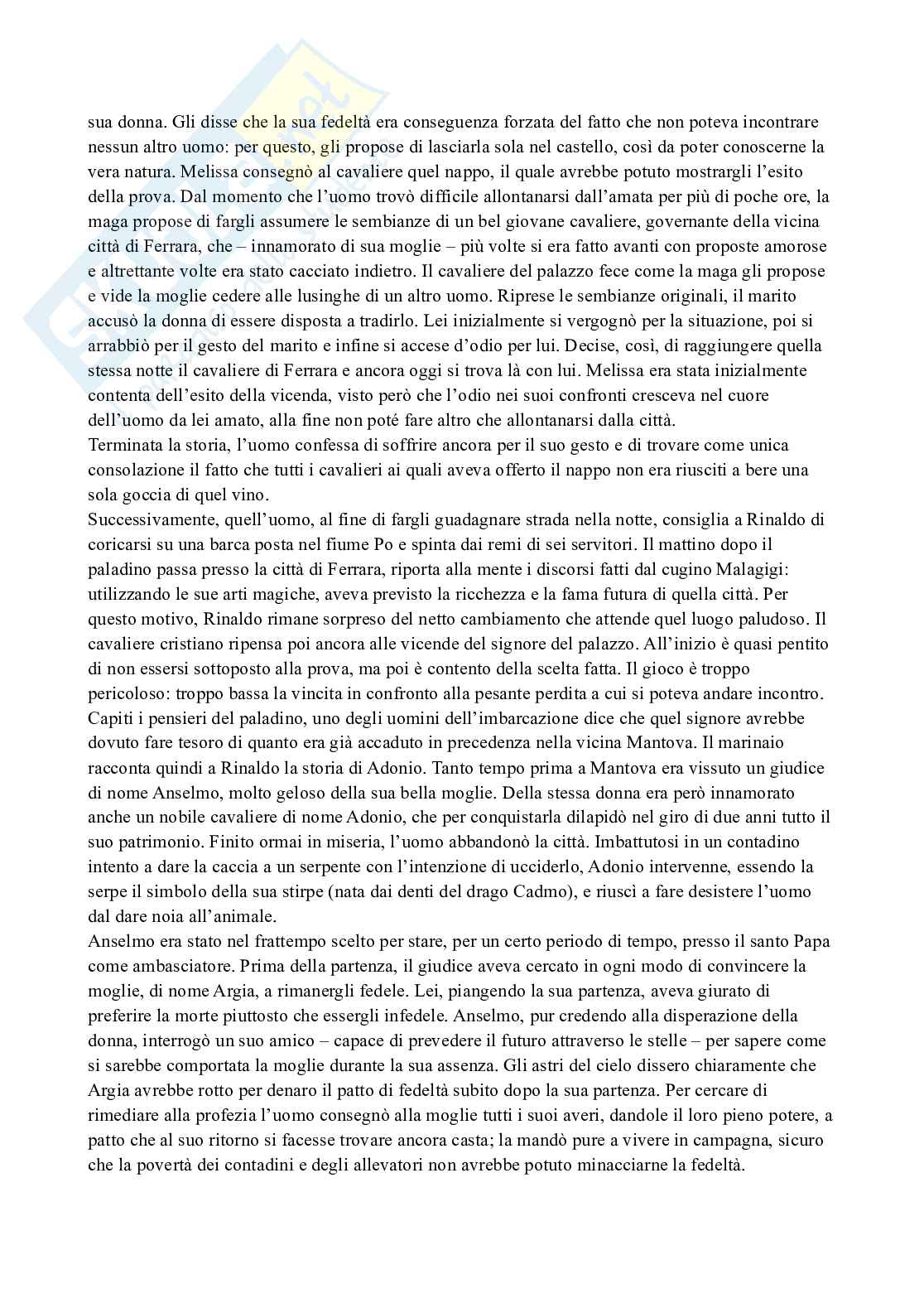 Riassunto esame Letteratura italiana, Prof. Jossa Stefano, libro consigliato Orlando furioso, Ariosto Pag. 61