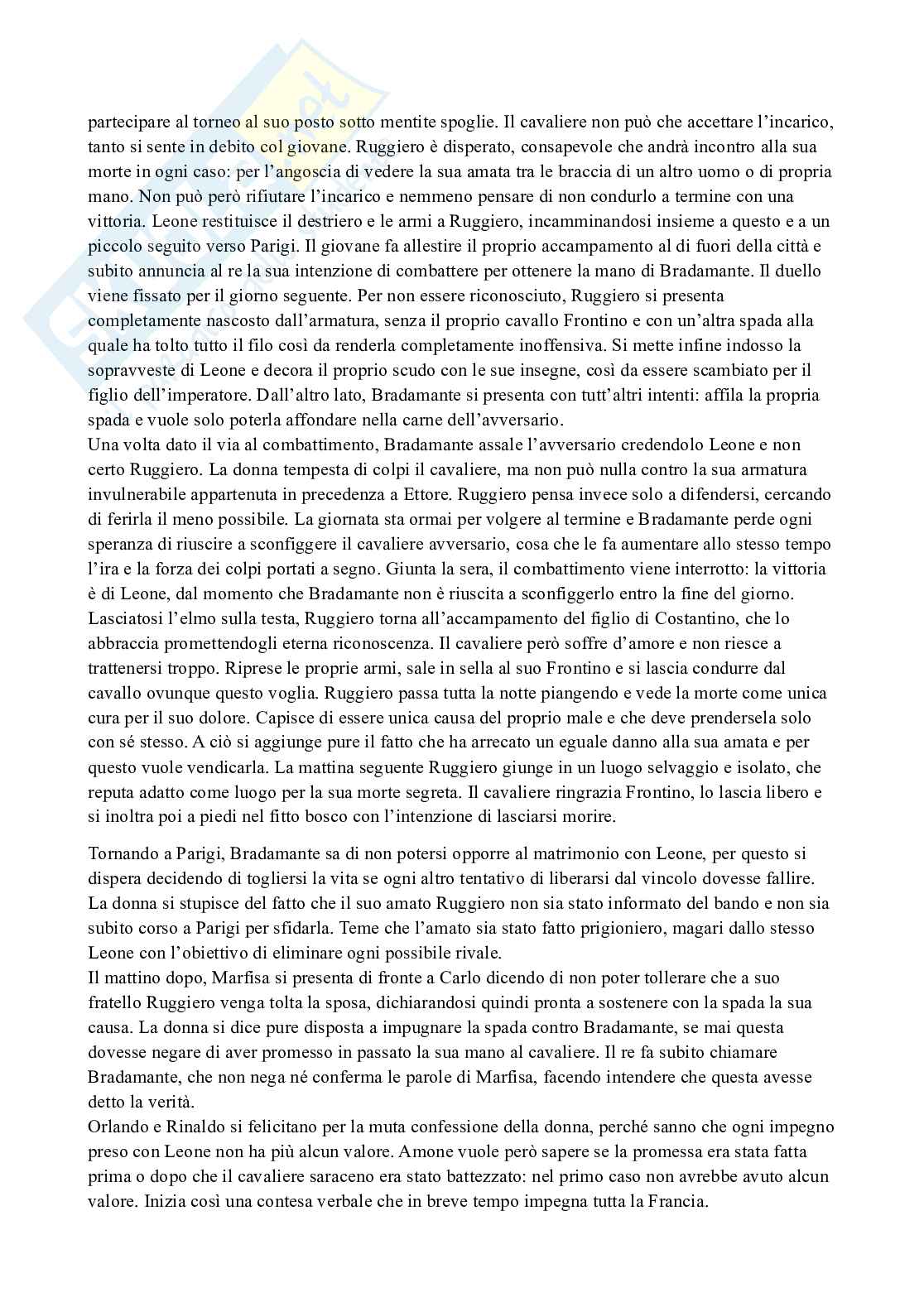 Riassunto esame Letteratura italiana, Prof. Jossa Stefano, libro consigliato Orlando furioso, Ariosto Pag. 66