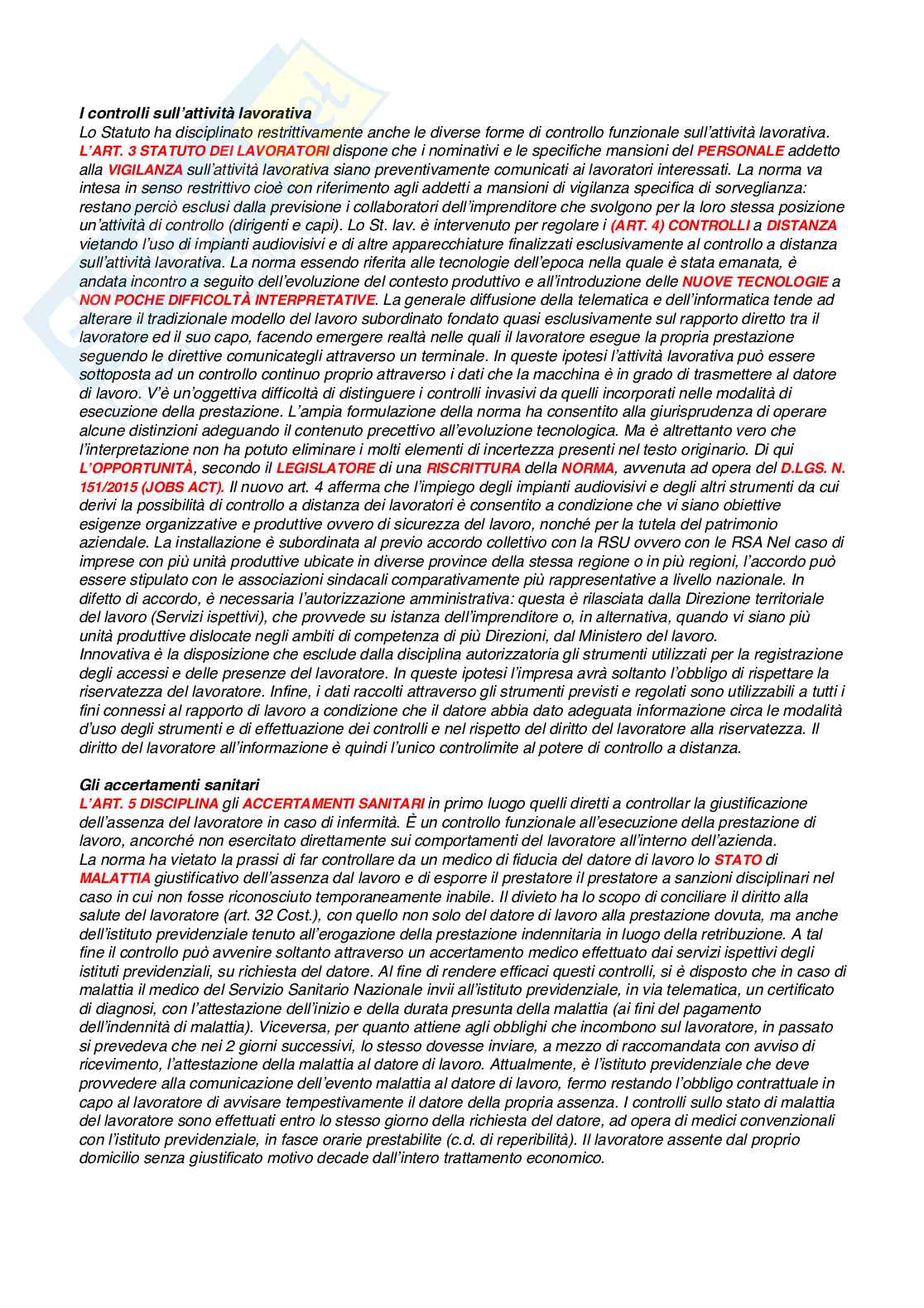 Riassunto esame Diritto del lavoro, Prof. Pascucci Paolo, libro consigliato Diritto del lavoro, Ghera - Garilli - Garofalo Pag. 36