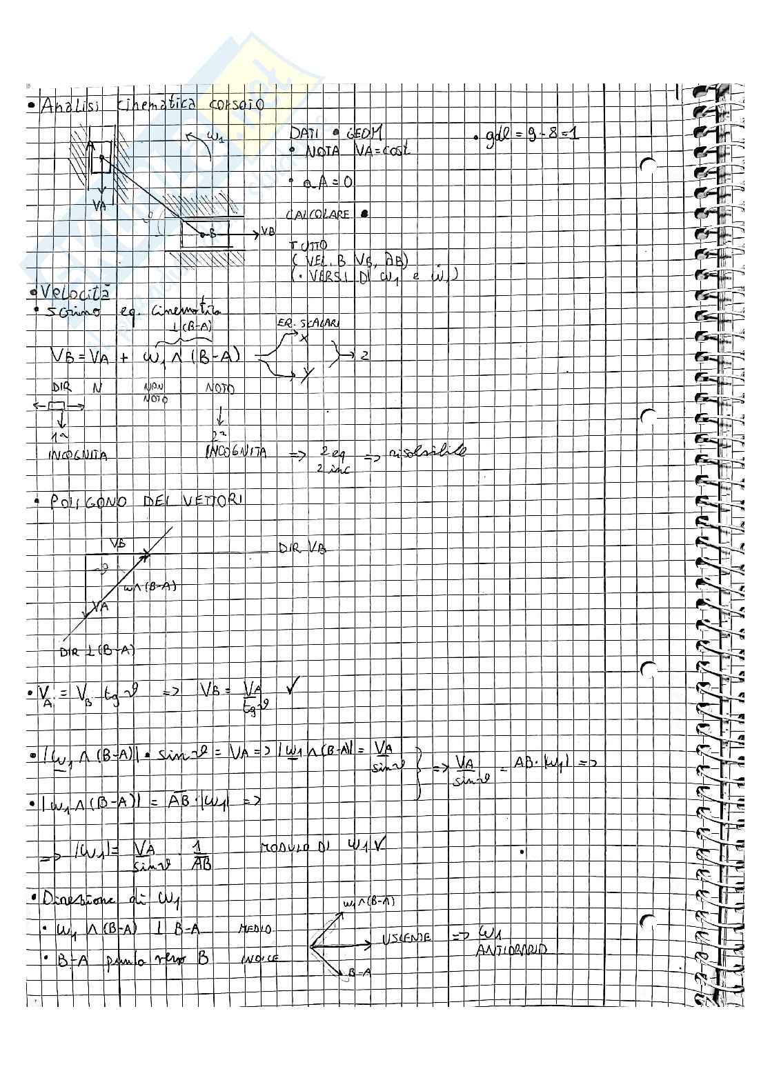 Esercizi svolti di Meccanica applicata alle macchine sui cinematismi Pag. 1