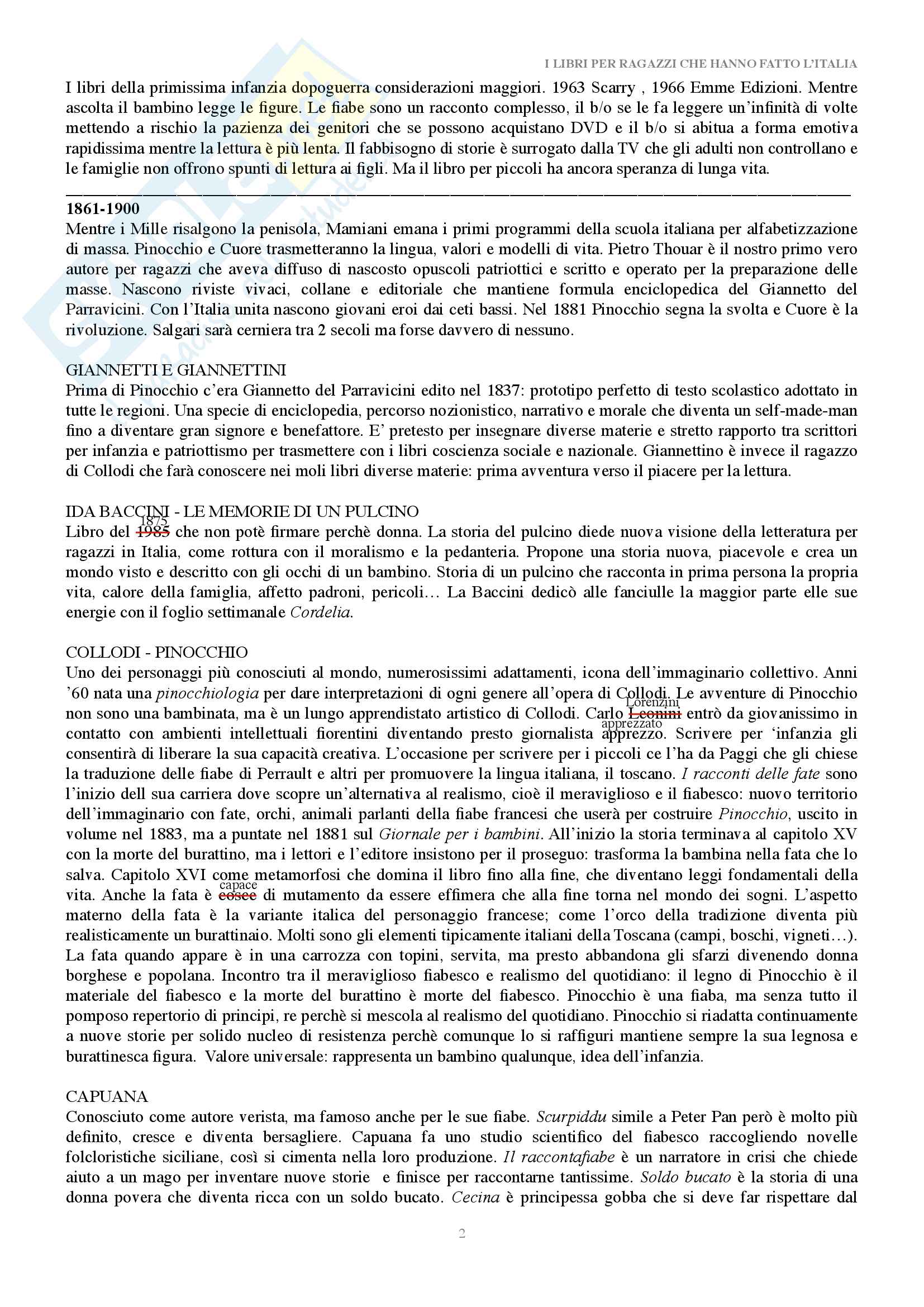 Riassunto esame Letteratura per l'infanzia, docente Negri, libro consigliato I libri per i ragazzi che hanno fatto l'Italia, Hamelin Pag. 2