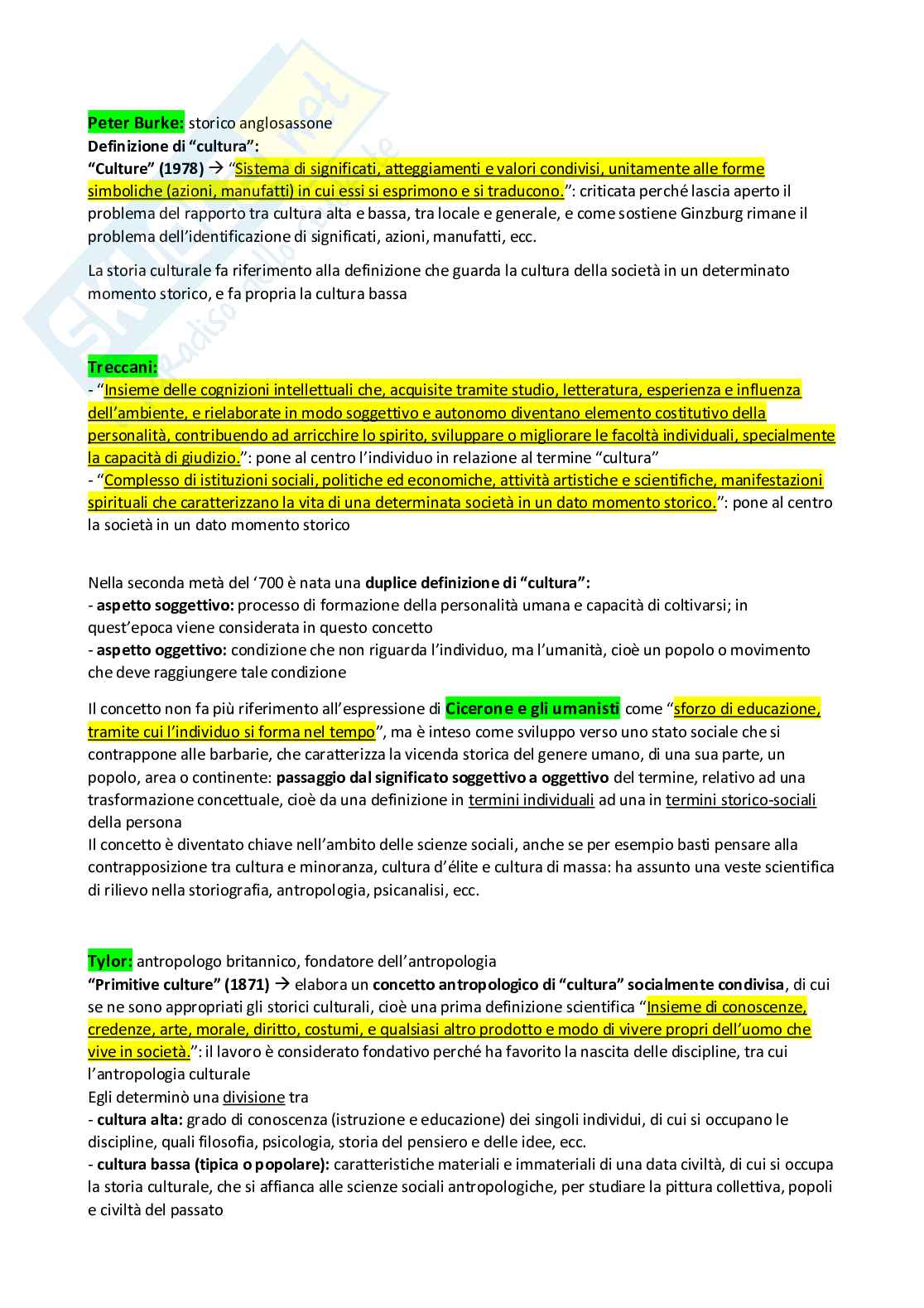 Storia culturale e sociale dell'età contemporanea - Kit completo, 1° e 2° parziale | SFP Notes Vol. 20 Pag. 1