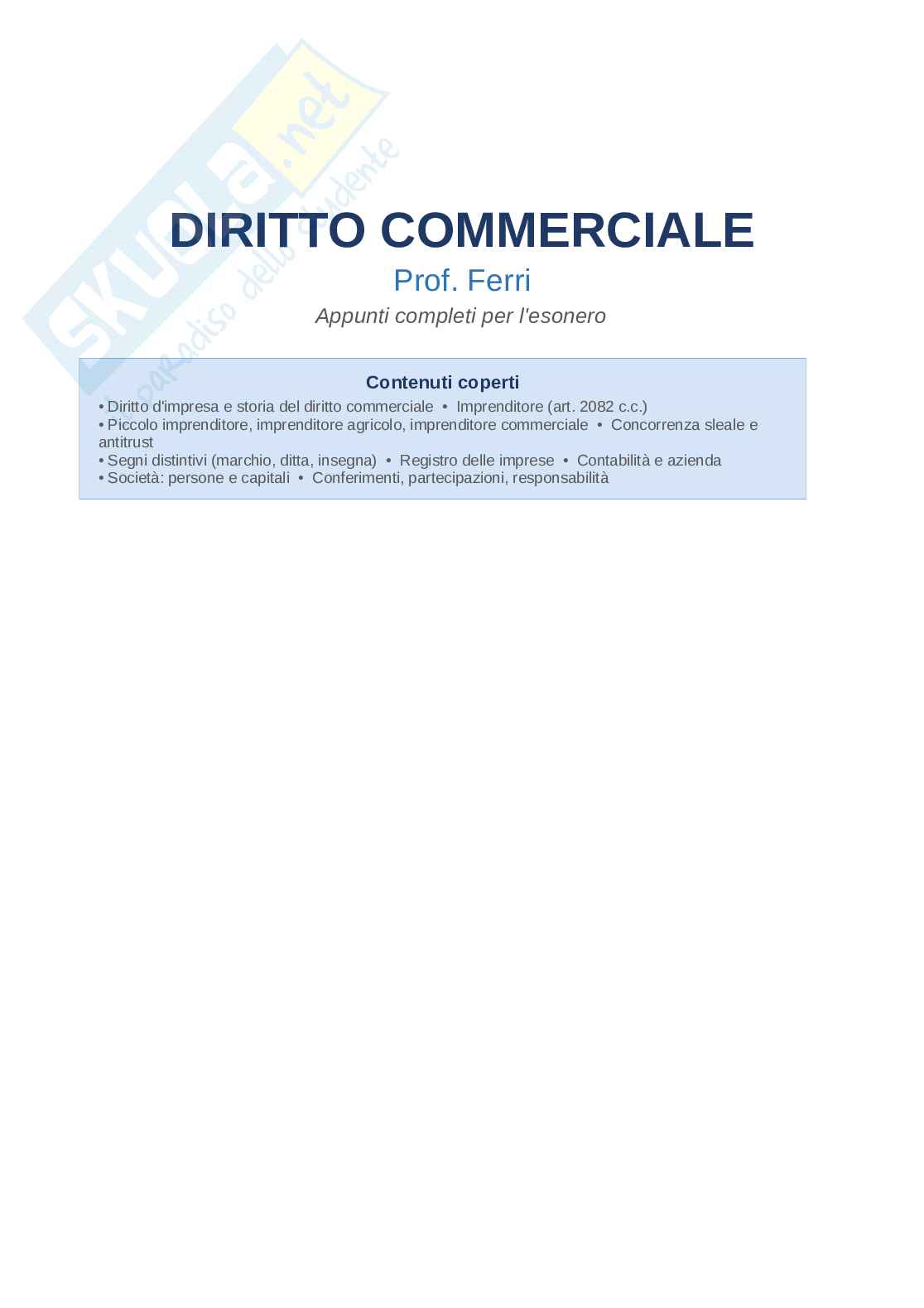 Appunti per esonero diritto commerciale  Pag. 1