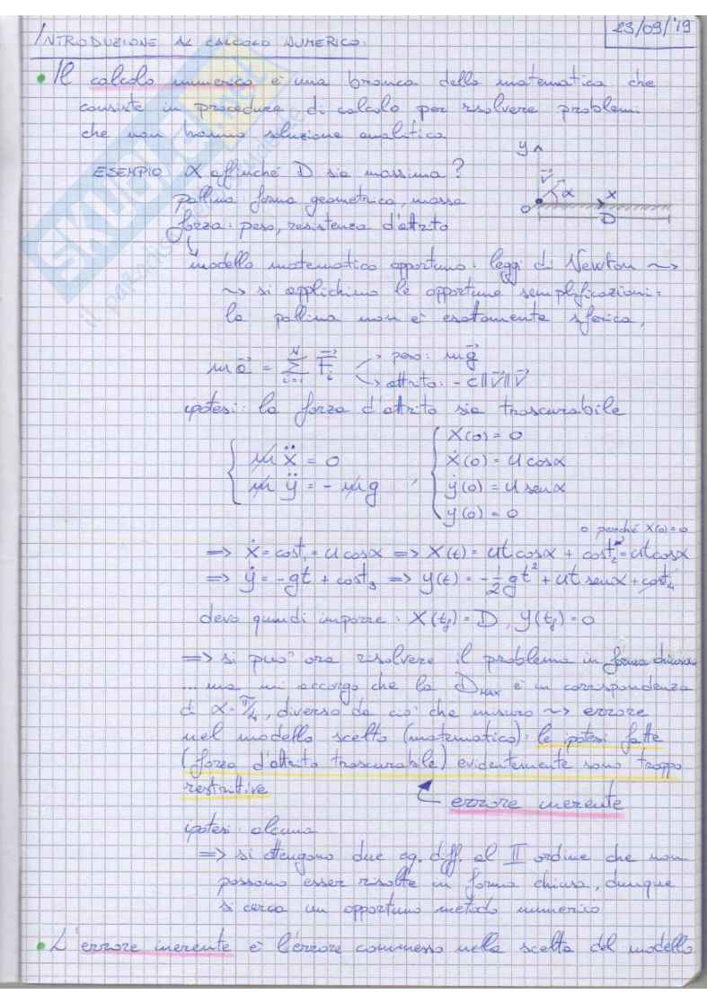 Metodi Numerici con Elementi di Programmazione (teoria - esercizi) Pag. 1