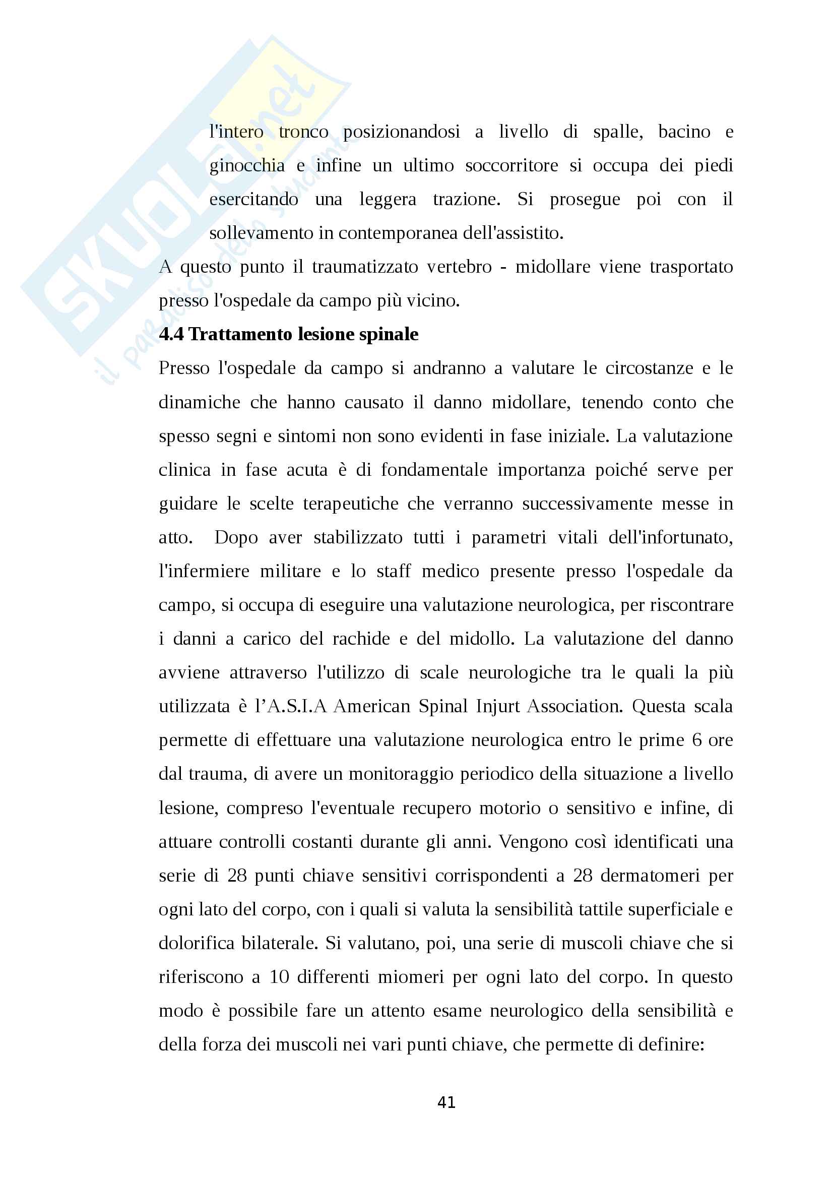 L'infermiere militare in prima linea nelle missioni del nuovo millennio.Soccorso immediato e assistenza specialistica ad un paziente con paraplegia post traumatica. Pag. 41