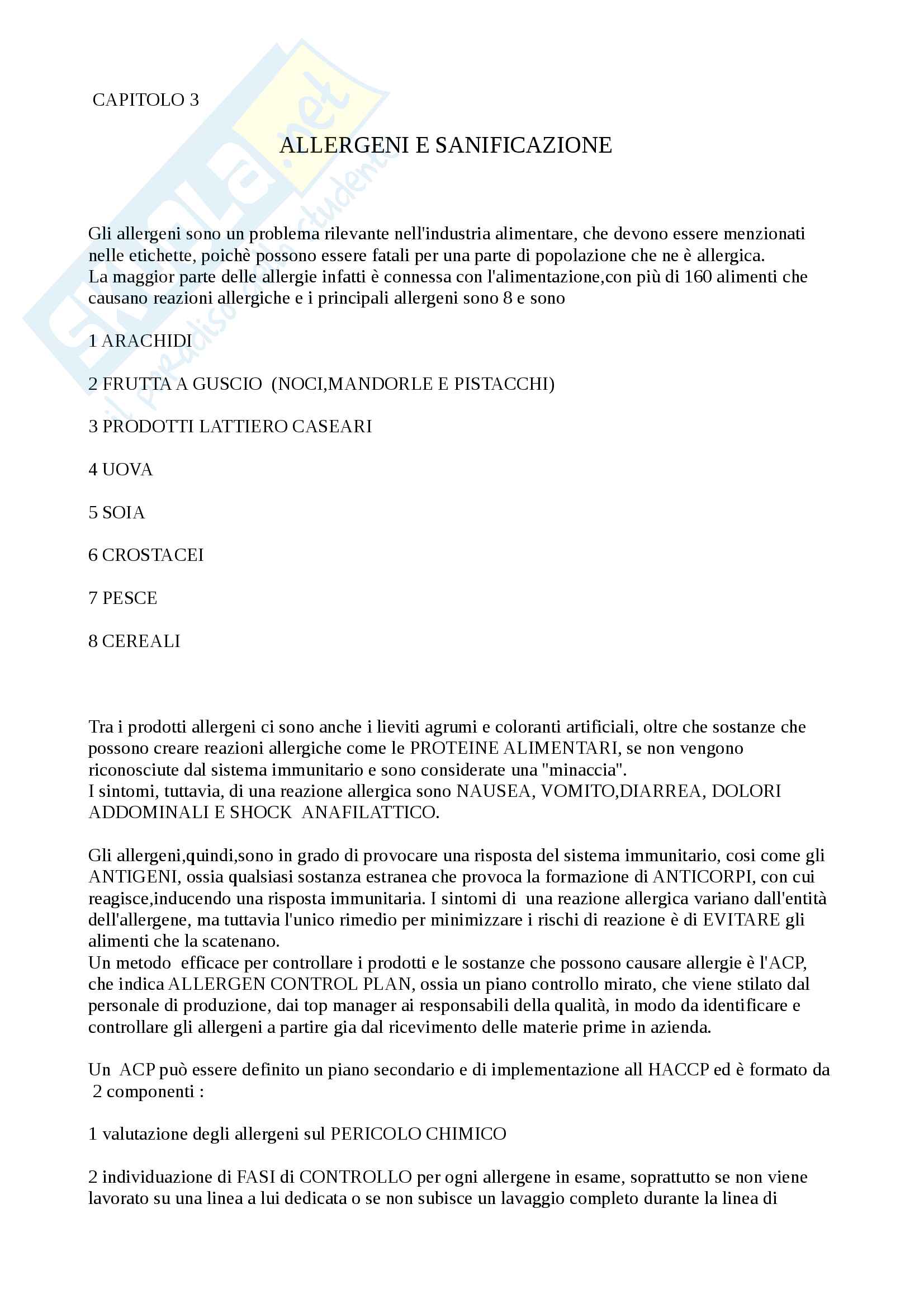 Appunti Sanificazione dell'industria alimentare Pag. 1