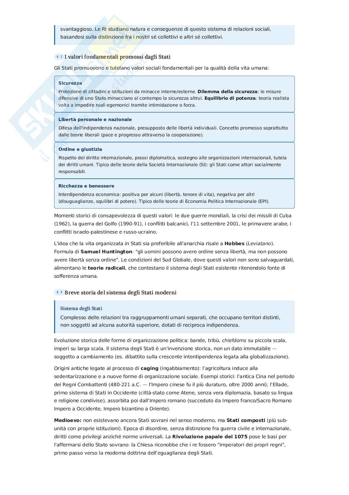 Riassunto esame Relazioni internazionali, Prof. Calossi Enrico, libro consigliato Relazioni internazionali, Jackson, Soraesen Pag. 2