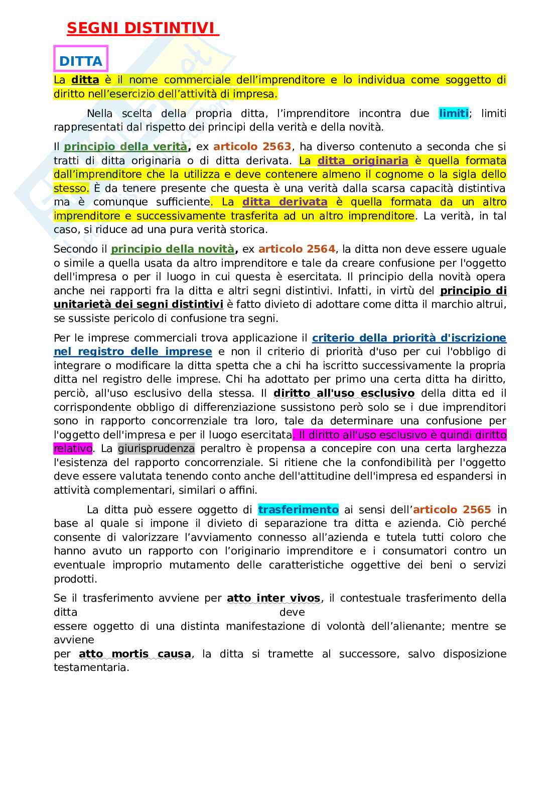 Riassunto esame Diritto commerciale, Prof. Scognamiglio Giuliana, libro consigliato Diritto commerciale volume 1, Campobasso Pag. 21