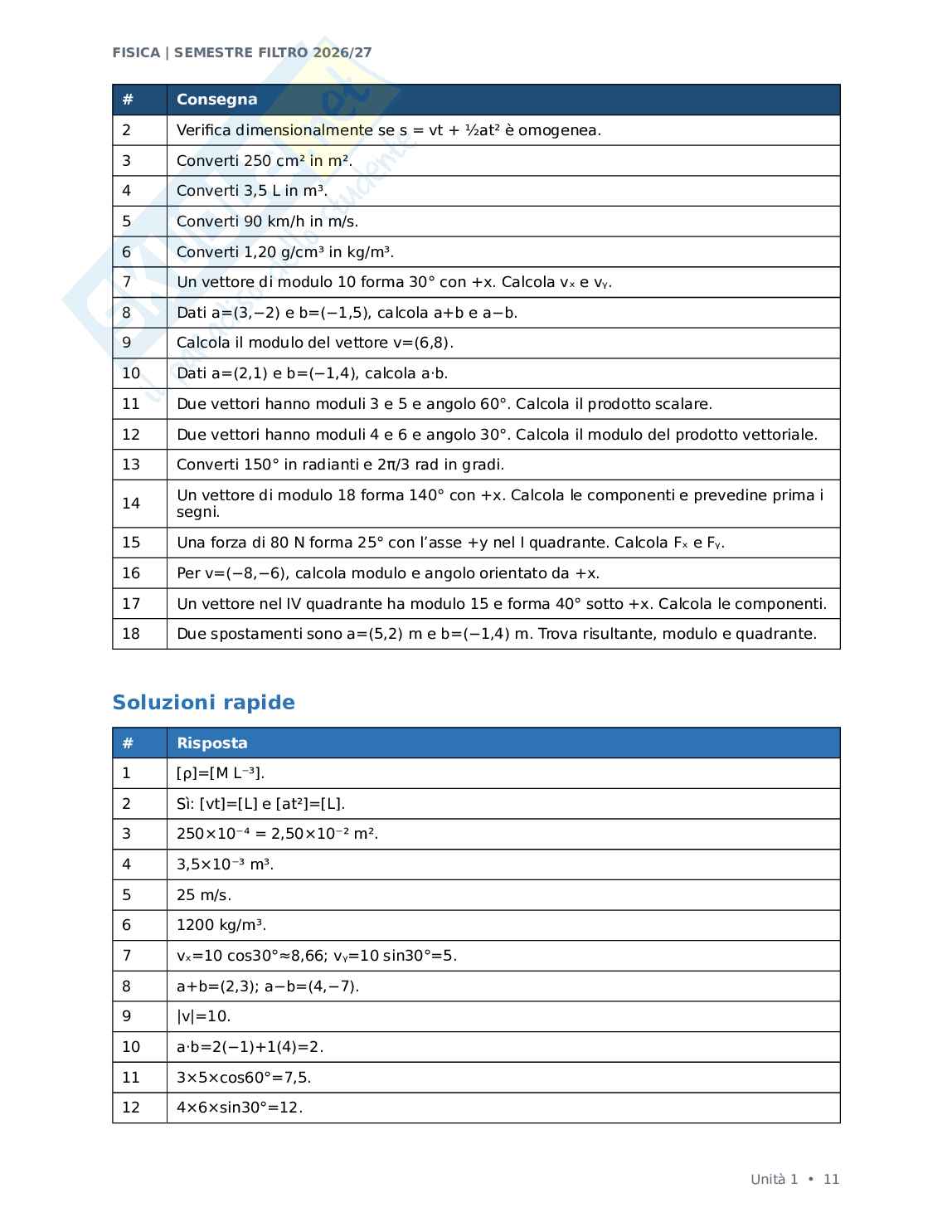 Fisica - Semestre Filtro Unita 1 Pag. 11