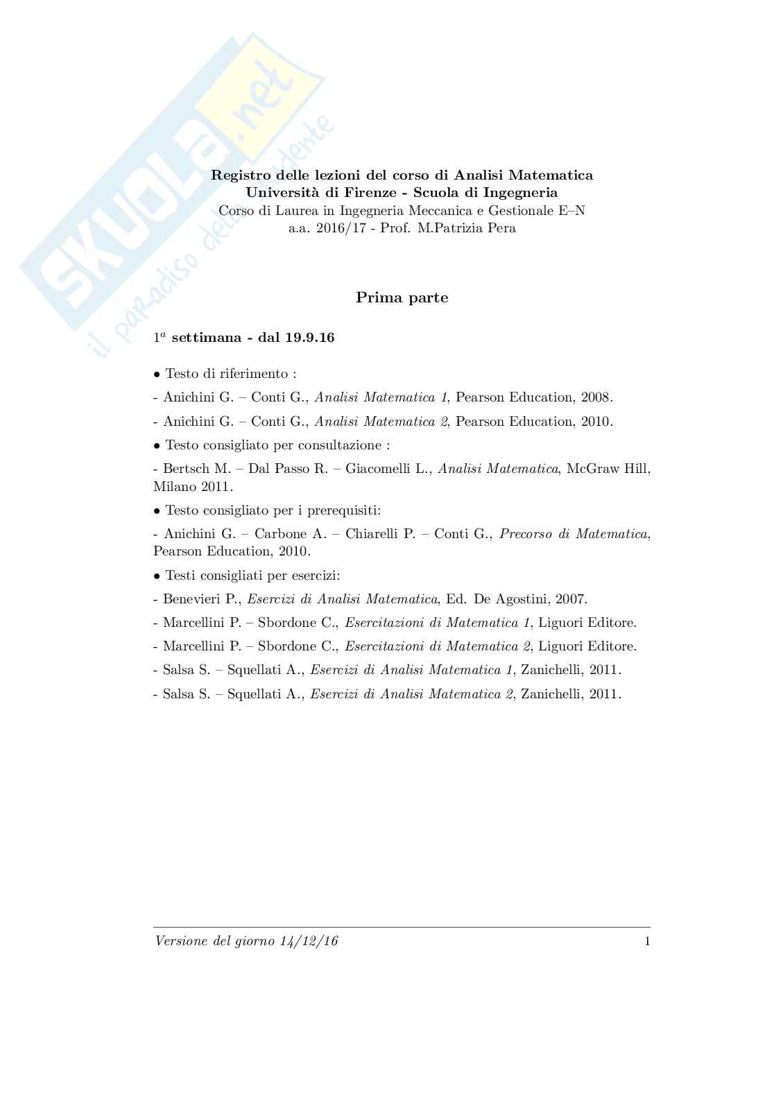 Appunti Analisi matematica 1  Pag. 1