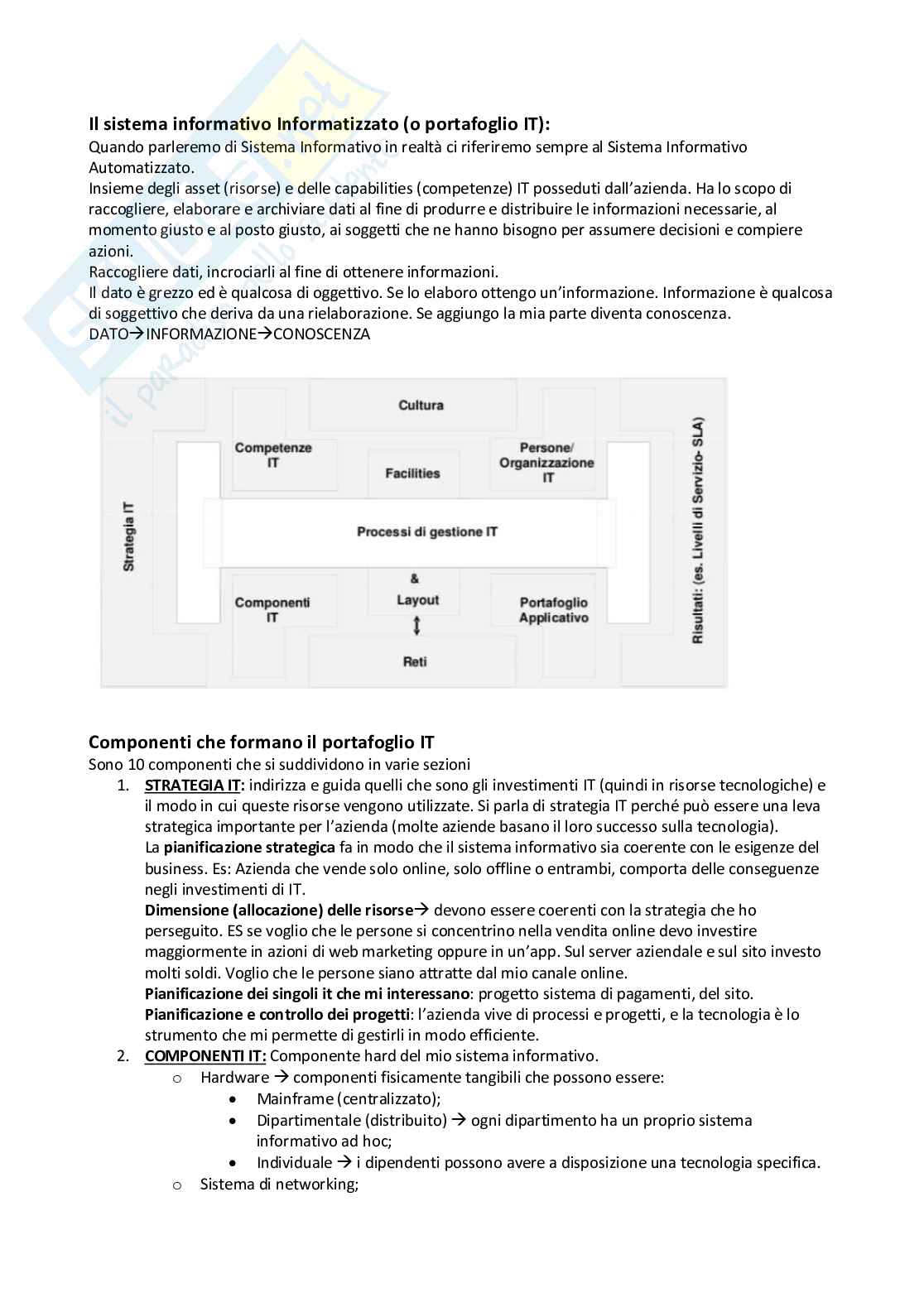 Appunti di Organizzazione dei sistemi informativi aziendali Pag. 2