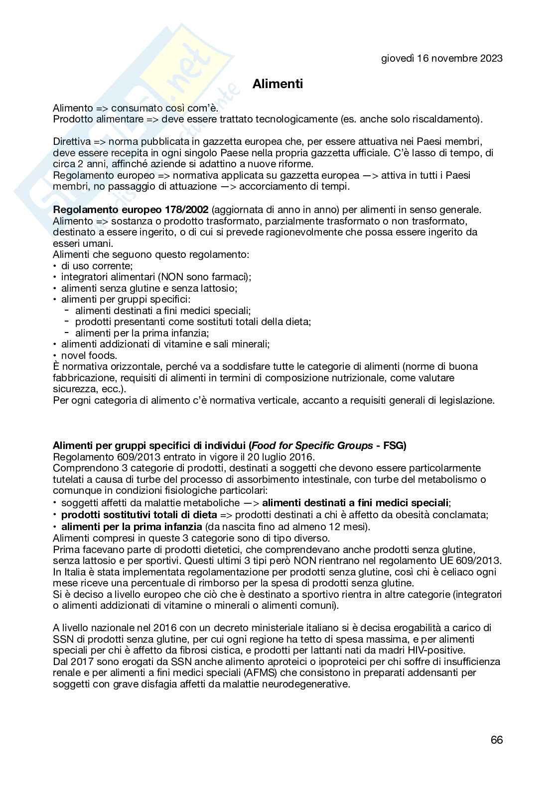 Appunti di Integratori alimentari e alimenti particolari Pag. 66