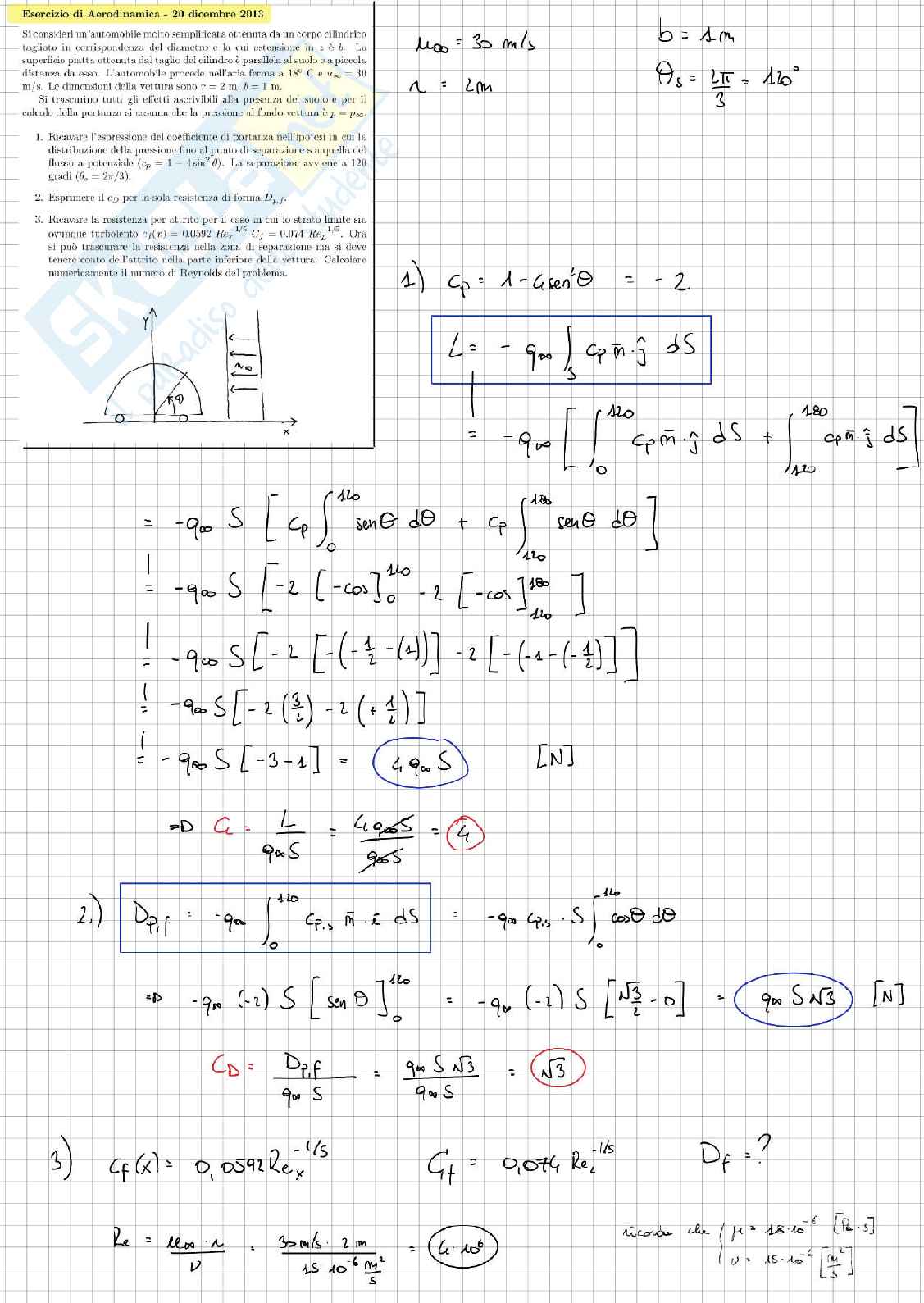 Esercitazioni per l'esame di Aerodinamica e gestione termica del veicolo Pag. 1