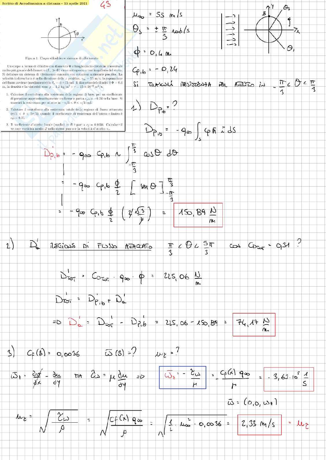 Esercitazioni per l'esame di Aerodinamica e gestione termica del veicolo Pag. 91