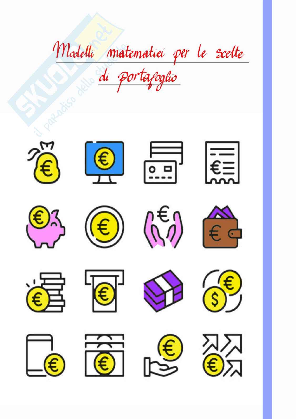 Appunti di Modelli matematici per le scelte di portafoglio  Pag. 1