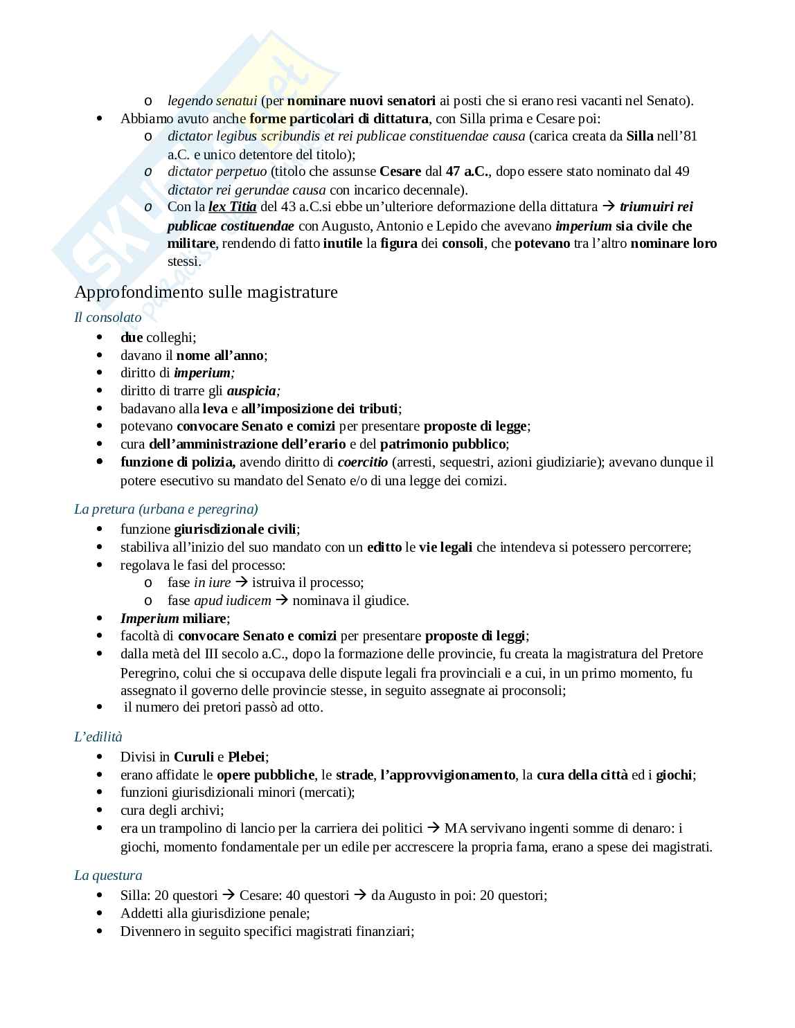Riassunto esame Politica e società a roma antica, Prof. Todisco Elisabetta, libro consigliato Società e istituzioni di Roma antica, Pani, Todisco Pag. 11