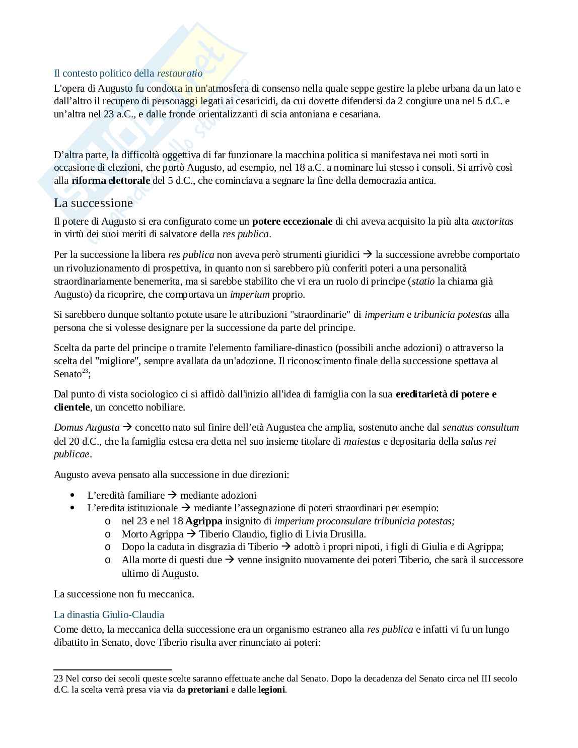Riassunto esame Politica e società a roma antica, Prof. Todisco Elisabetta, libro consigliato Società e istituzioni di Roma antica, Pani, Todisco Pag. 46
