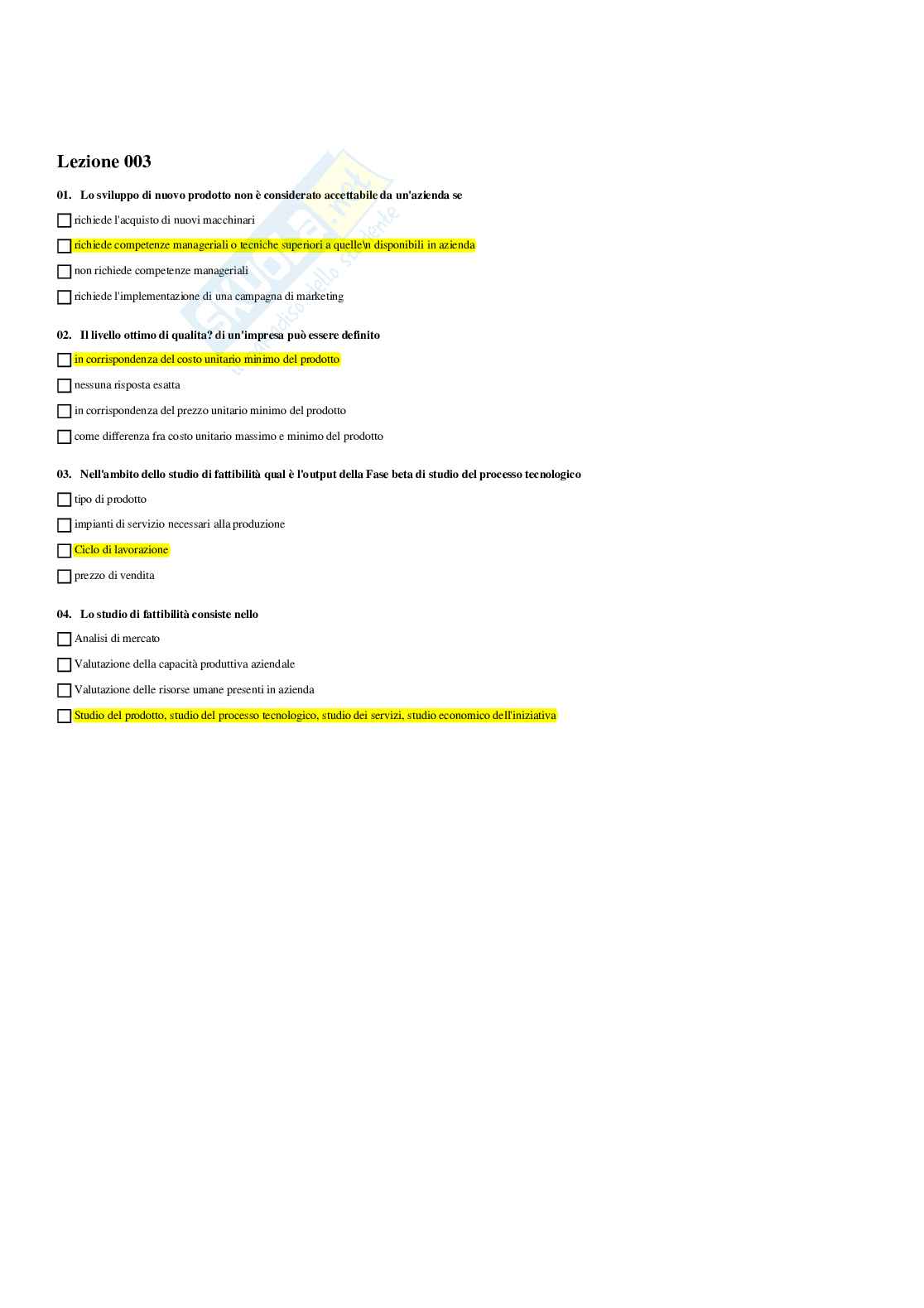 Paniere Sistemi produttivi industriali - risposte multiple Pag. 2