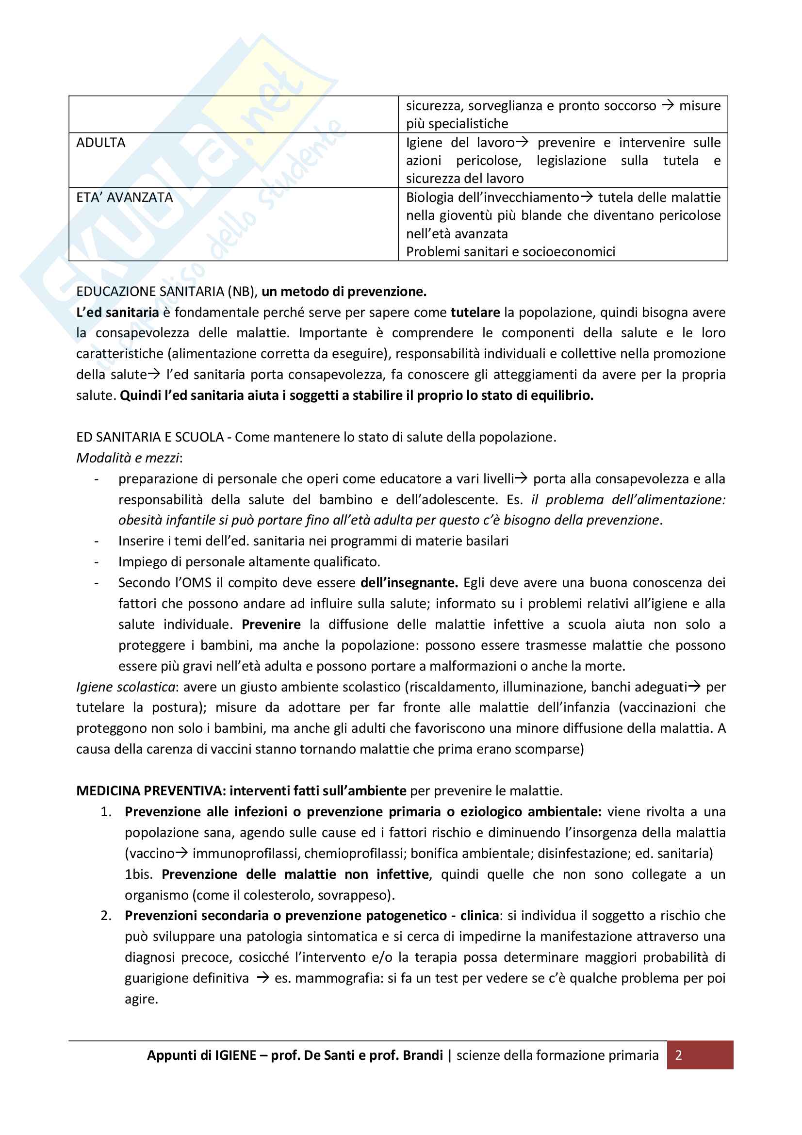 Appunti per l'esame di igiene, lezioni Pag. 2