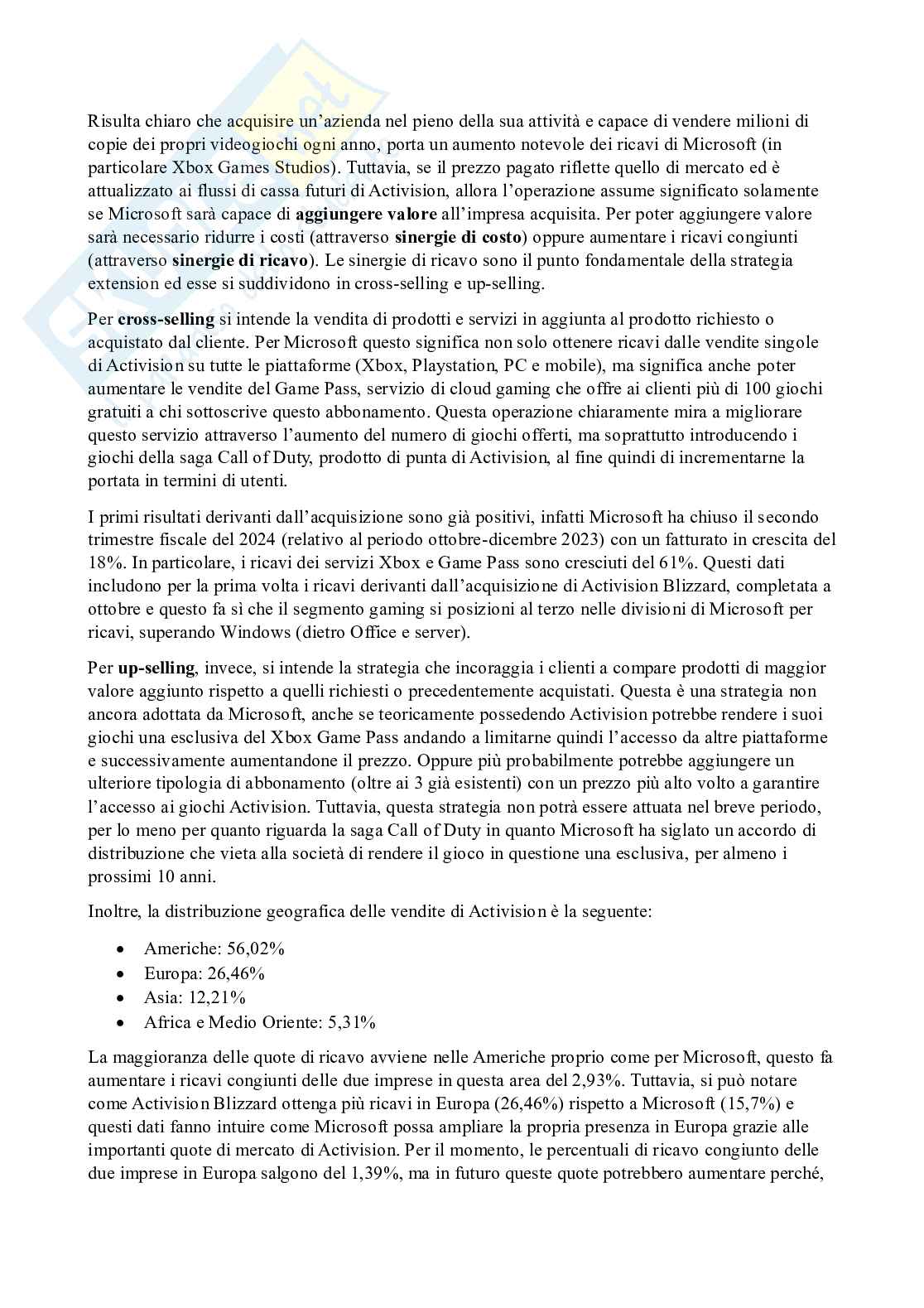 Progetto/Assignment svolto: Strategie d'impresa (Microsoft & Activision)  Pag. 21