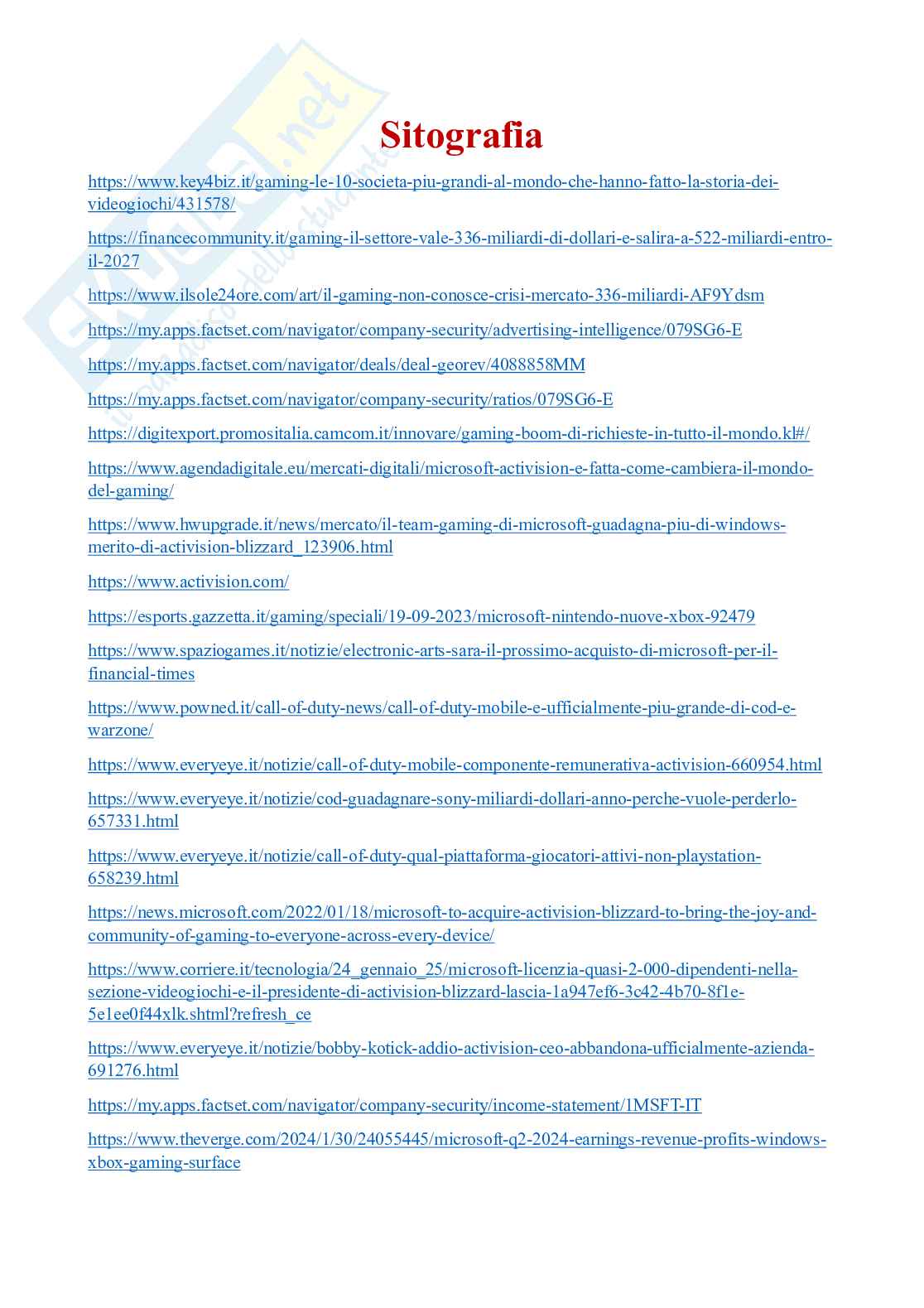 Progetto/Assignment svolto: Strategie d'impresa (Microsoft & Activision)  Pag. 31