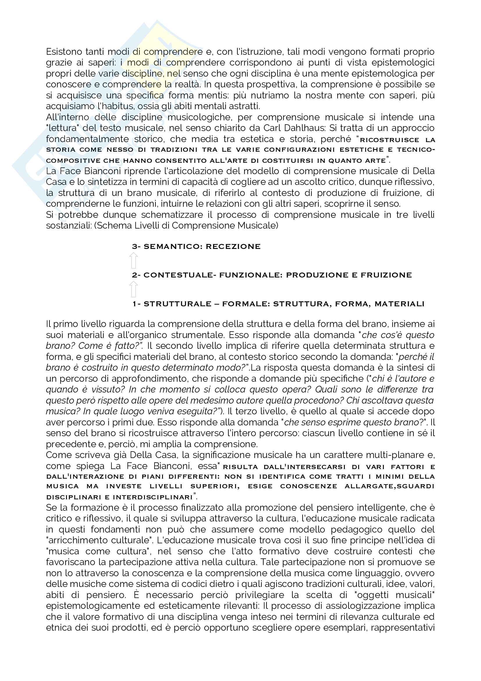 Riassunto esame Pedagogia Musicale, prof Cuomo, libro consigliato Dall'ascolto all'esecuzione, Cuomo Pag. 11