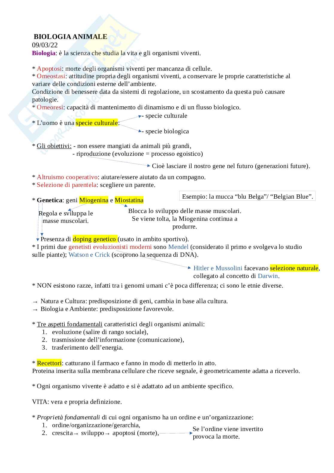Biologia animale Pag. 1
