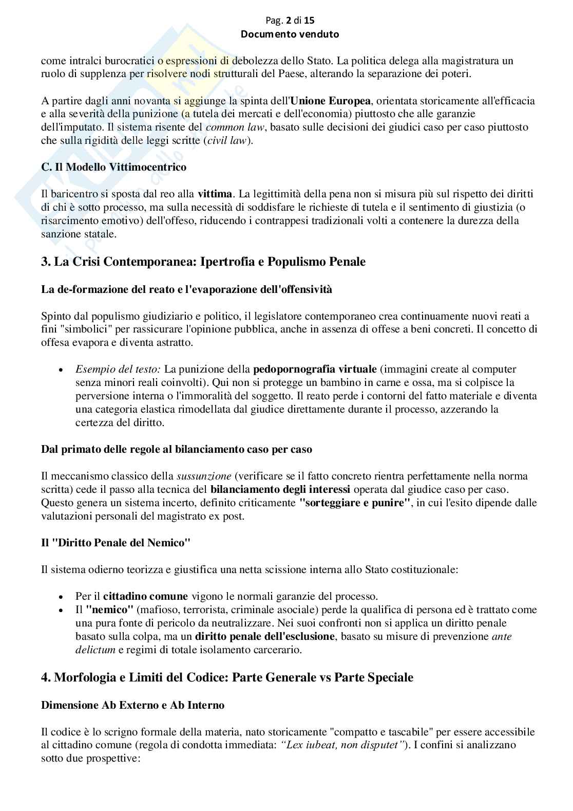 Riassunto esame Diritto penale parte speciale, Prof. Marra Gabriele, libro consigliato Compendio breve Eccezione come regola nel diritto penale, Giunta Pag. 2