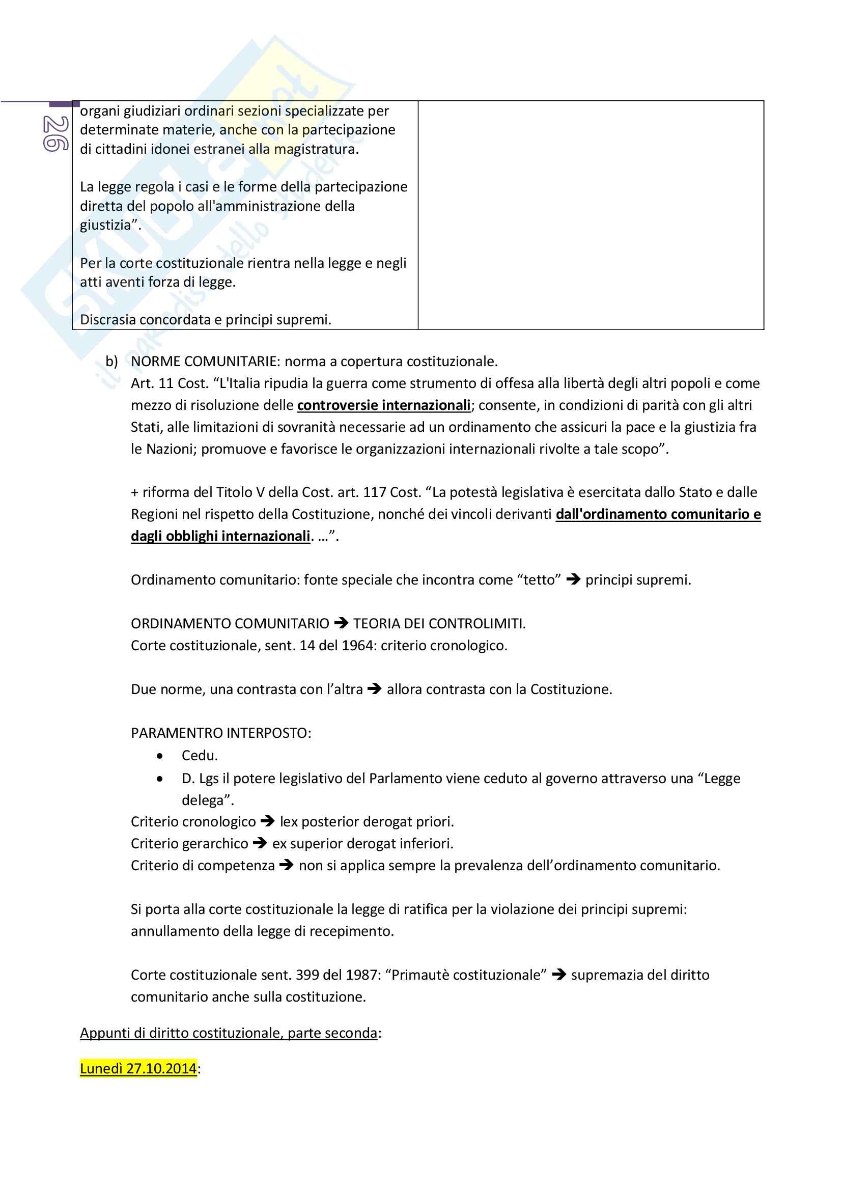 Appunti di diritto costituzionale, prof. Piciocchi (Unitn) Pag. 26