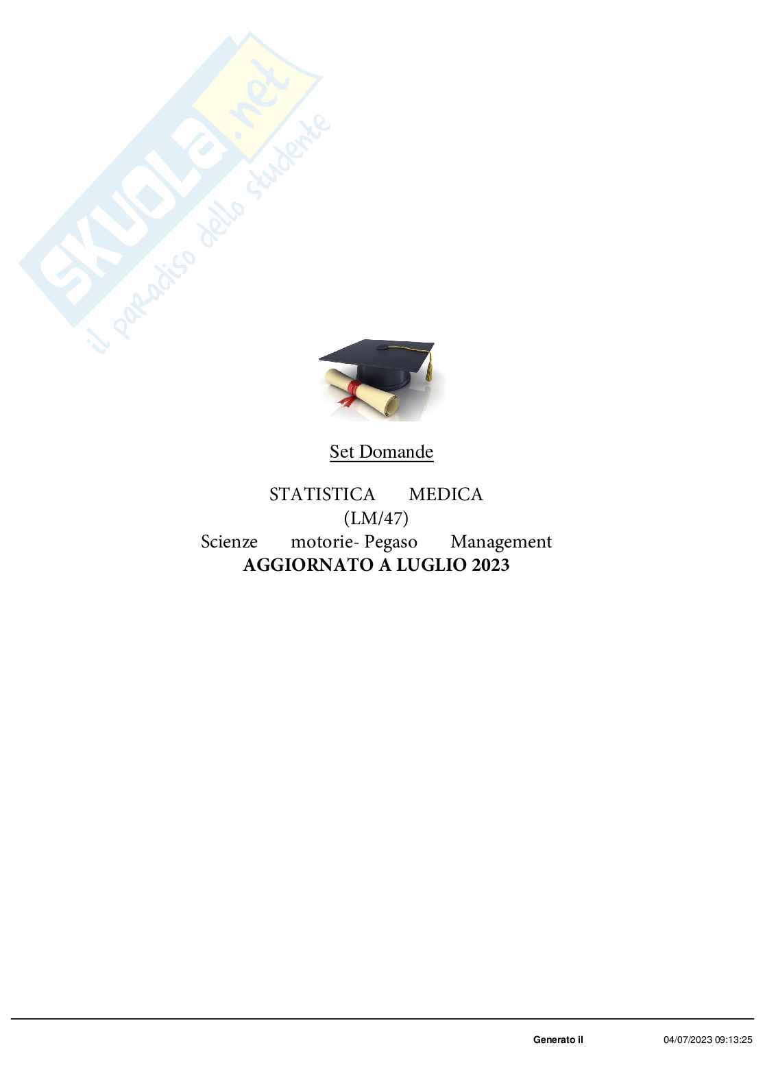 Paniere completo di Statistica medica  Pag. 1