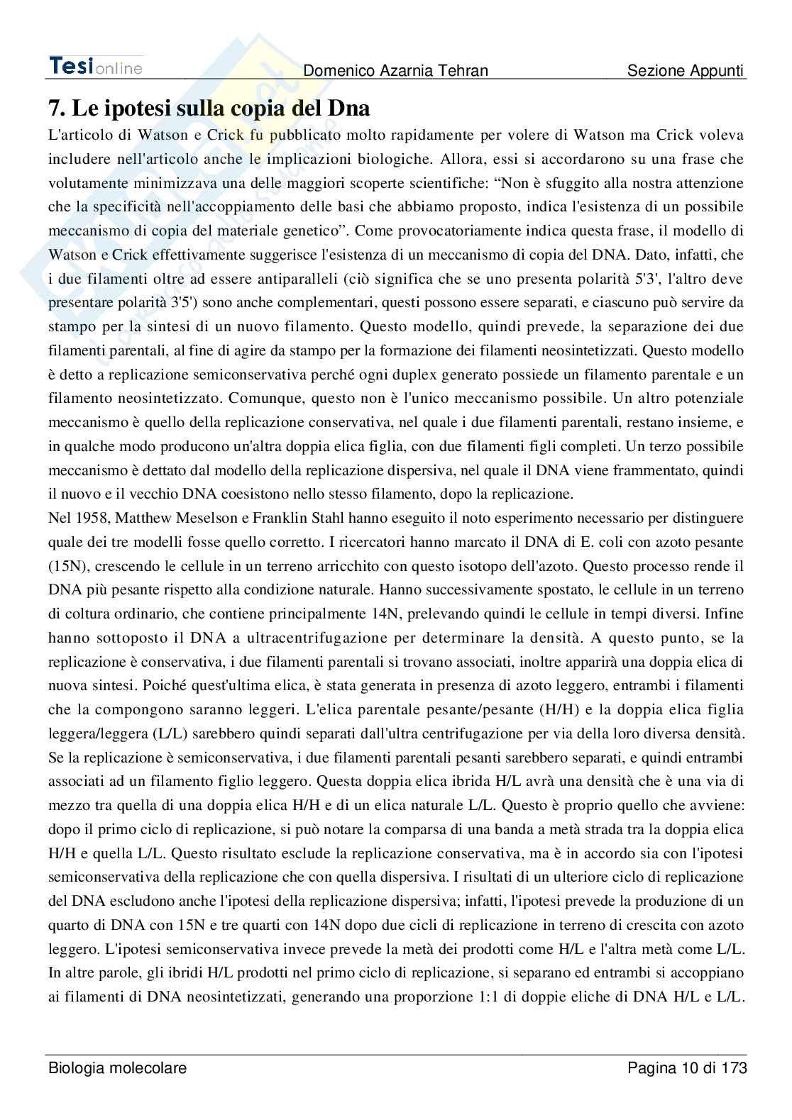 Riassunto esame Biologia Molecolare, Prof. Bozzoni Irene, libro consigliato Il Gene VIII, Zanichelli Pag. 11