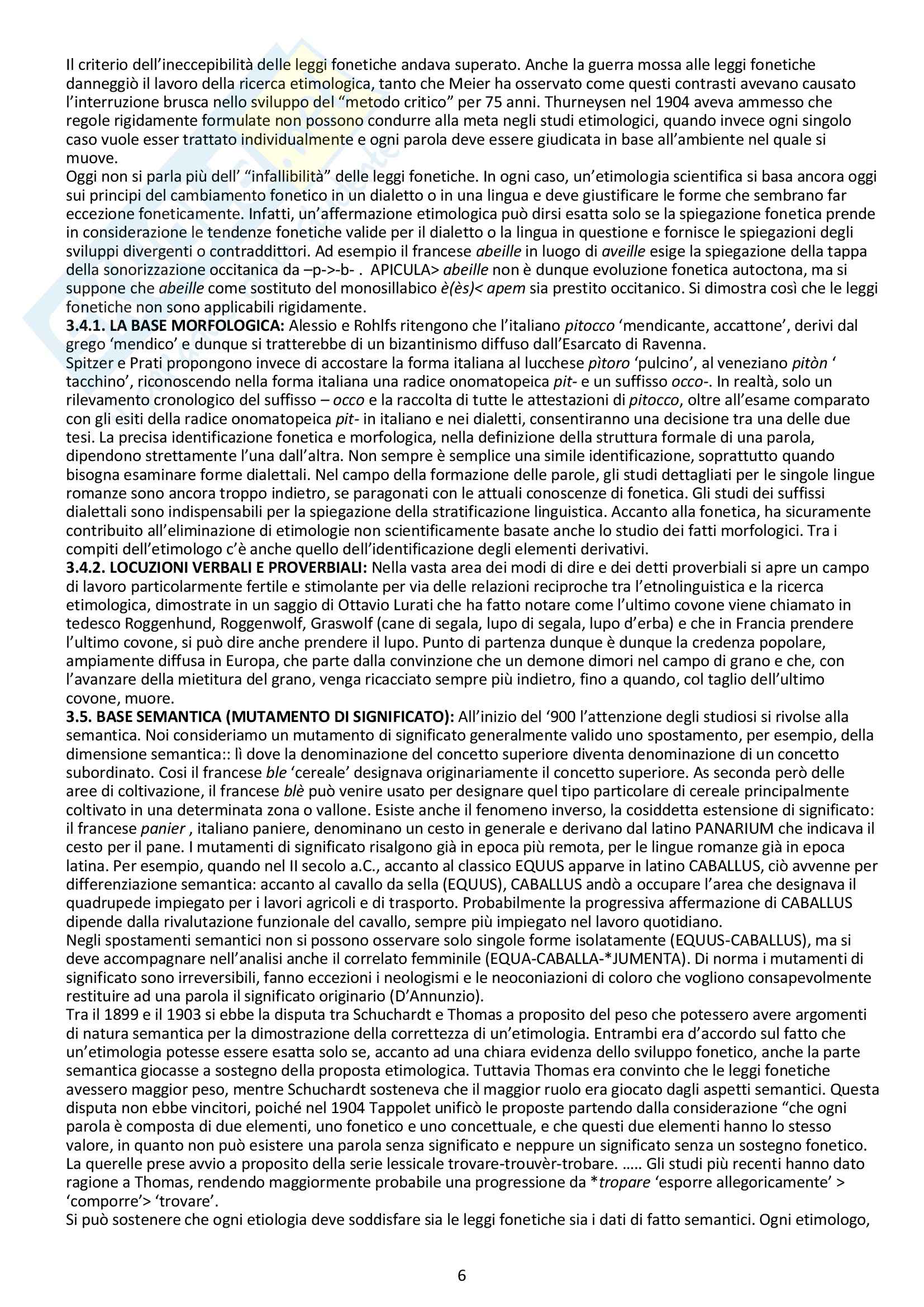 Riassunto esame Glottologia, prof. Parenti, libro consigliato Introduzione alla filologia romanza, Pfister, Lupis Pag. 6