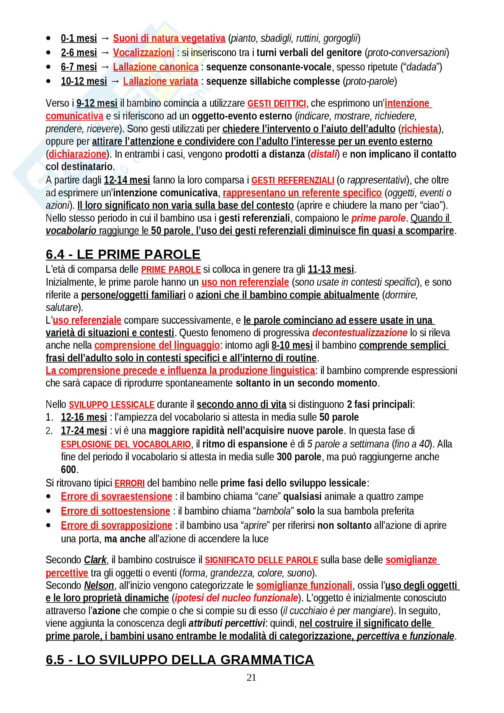 Riassunto esame Psicologia dello Sviluppo, prof. Bellagamba, libro consigliato "Psicologia dello sviluppo", Camaioni-Di Blasio Pag. 21