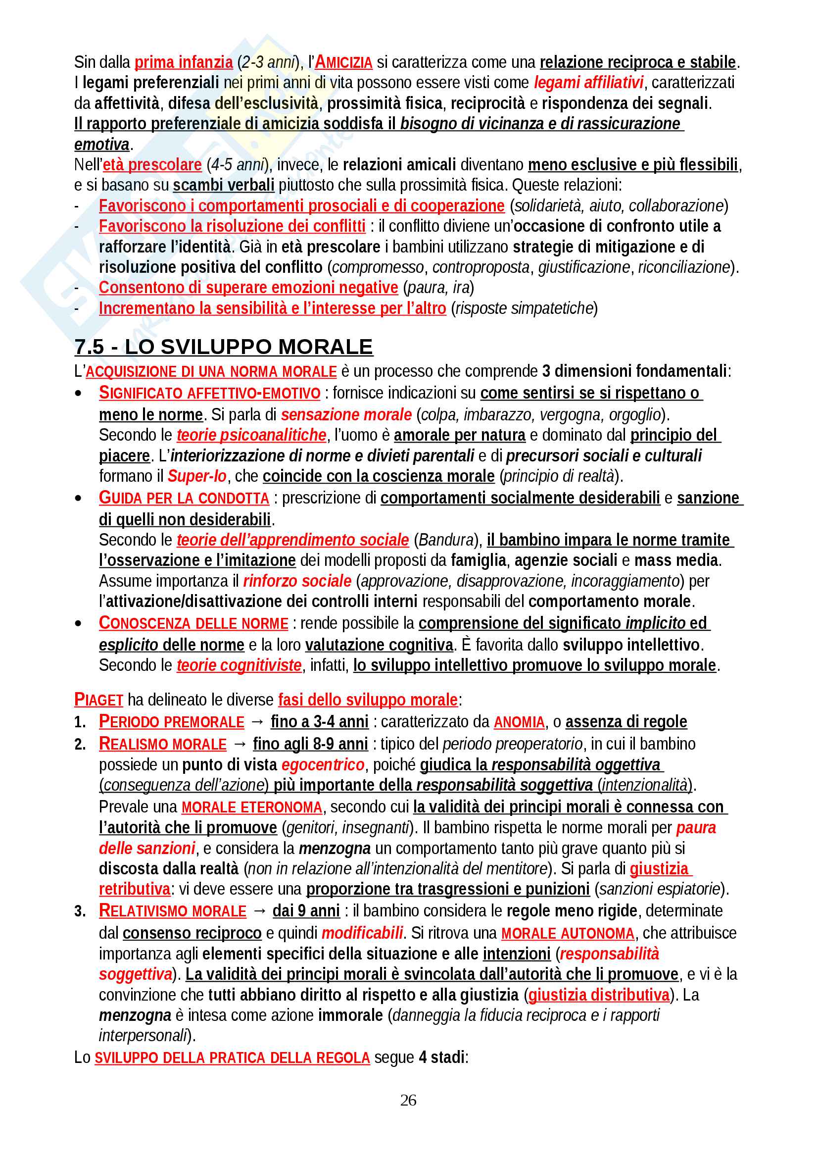 Riassunto esame Psicologia dello Sviluppo, prof. Bellagamba, libro consigliato "Psicologia dello sviluppo", Camaioni-Di Blasio Pag. 26