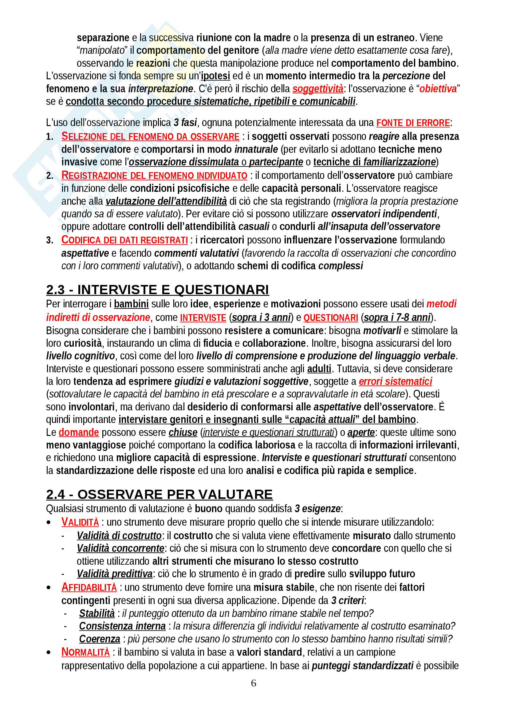 Riassunto esame Psicologia dello Sviluppo, prof. Bellagamba, libro consigliato "Psicologia dello sviluppo", Camaioni-Di Blasio Pag. 6