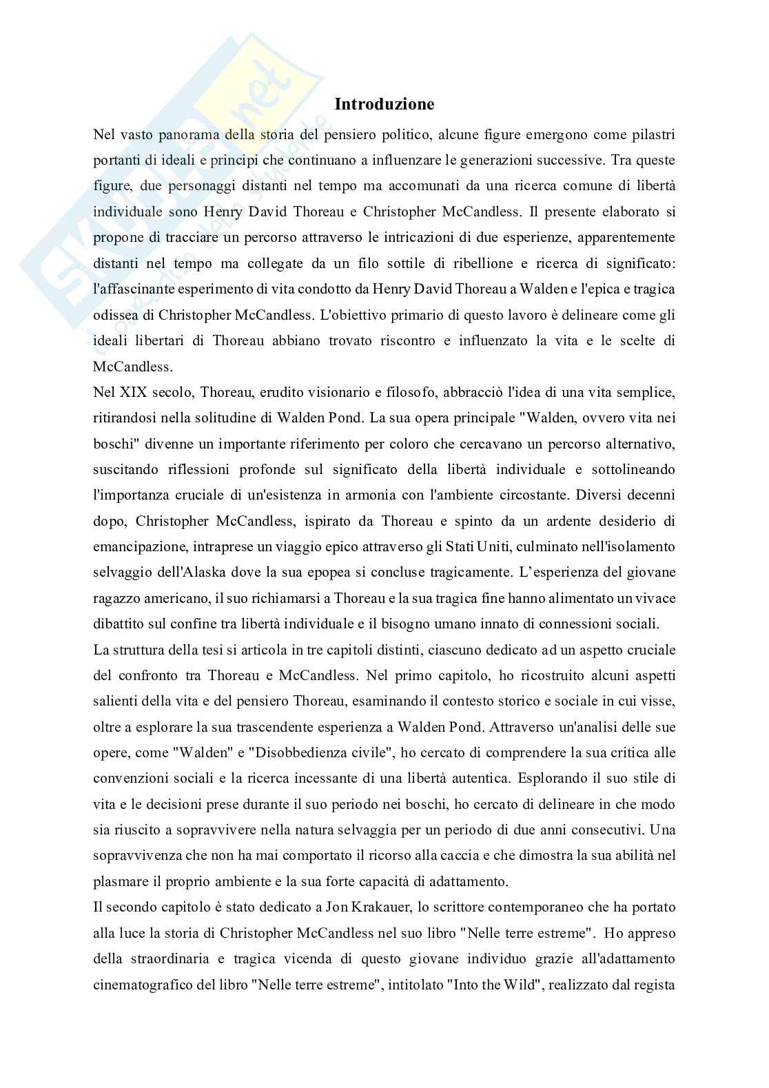 Uomo e natura da Thoreau a Krakauer: una lettura politica  Pag. 1