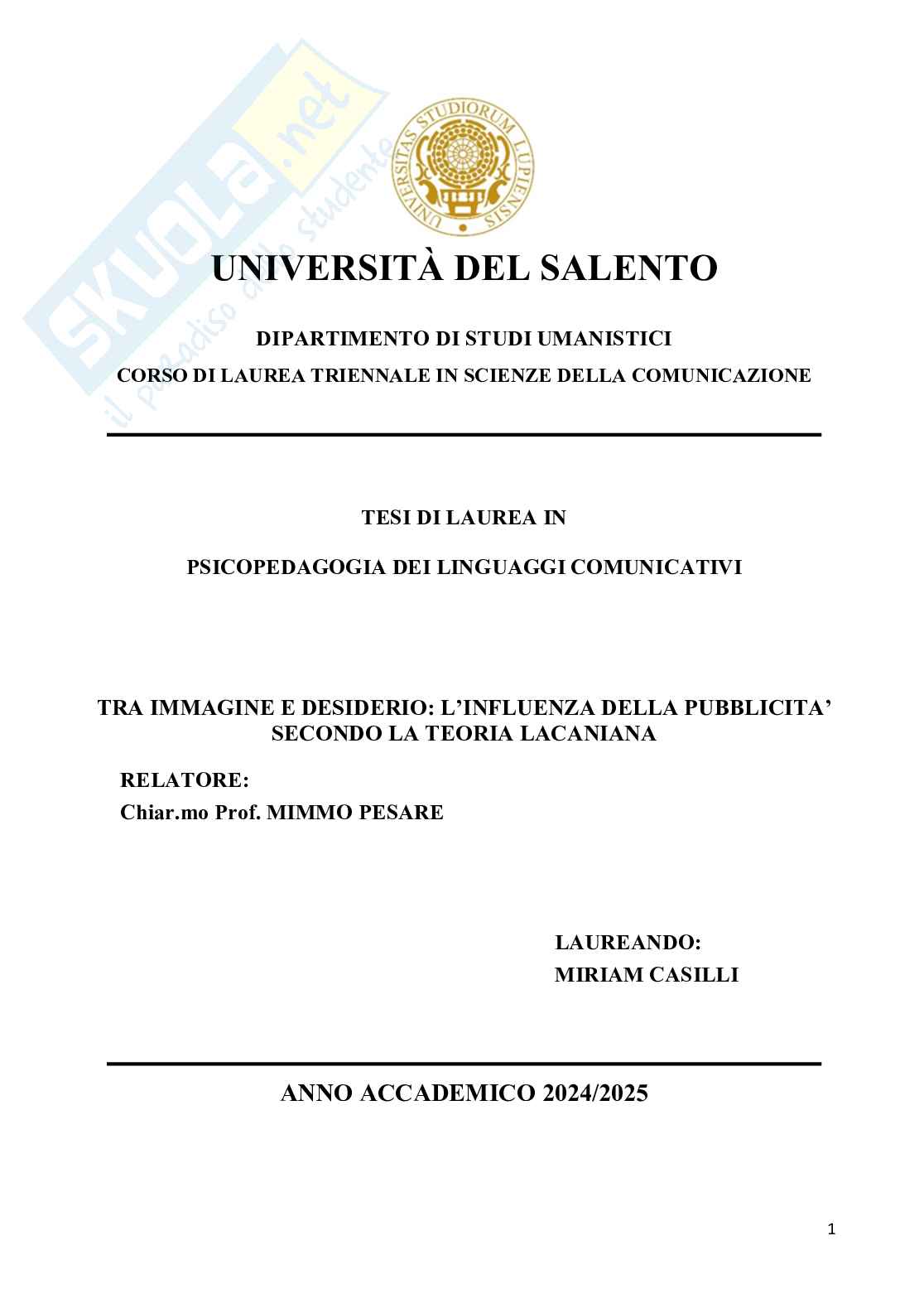 Tra immagine e desiderio: l'influenza della pubblicità secondo la teoria Lacaniana  Pag. 1
