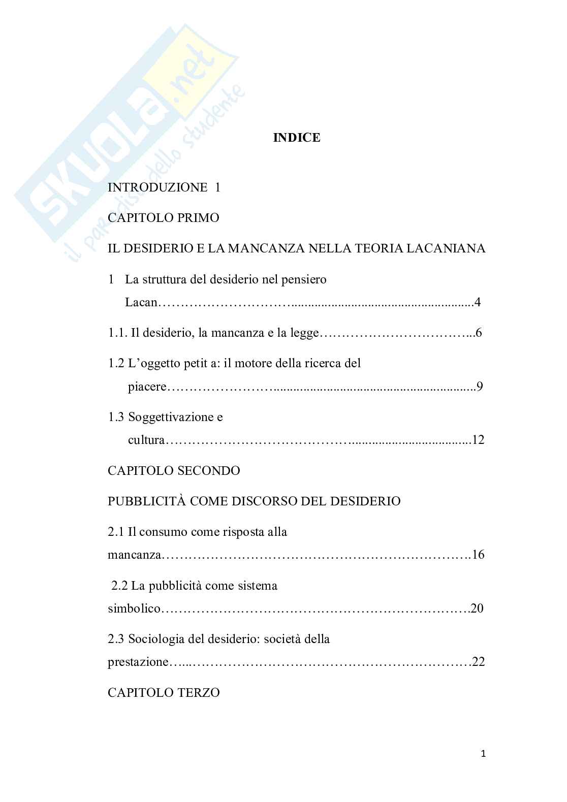 Tra immagine e desiderio: l'influenza della pubblicità secondo la teoria Lacaniana  Pag. 2