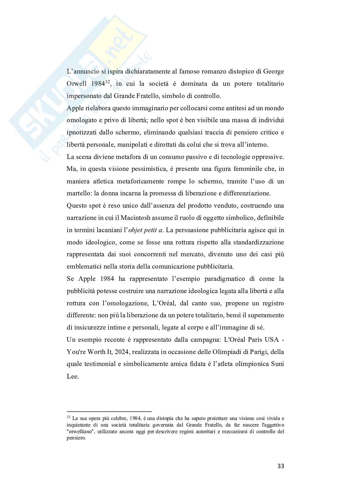 Tra immagine e desiderio: l'influenza della pubblicità secondo la teoria Lacaniana  Pag. 36