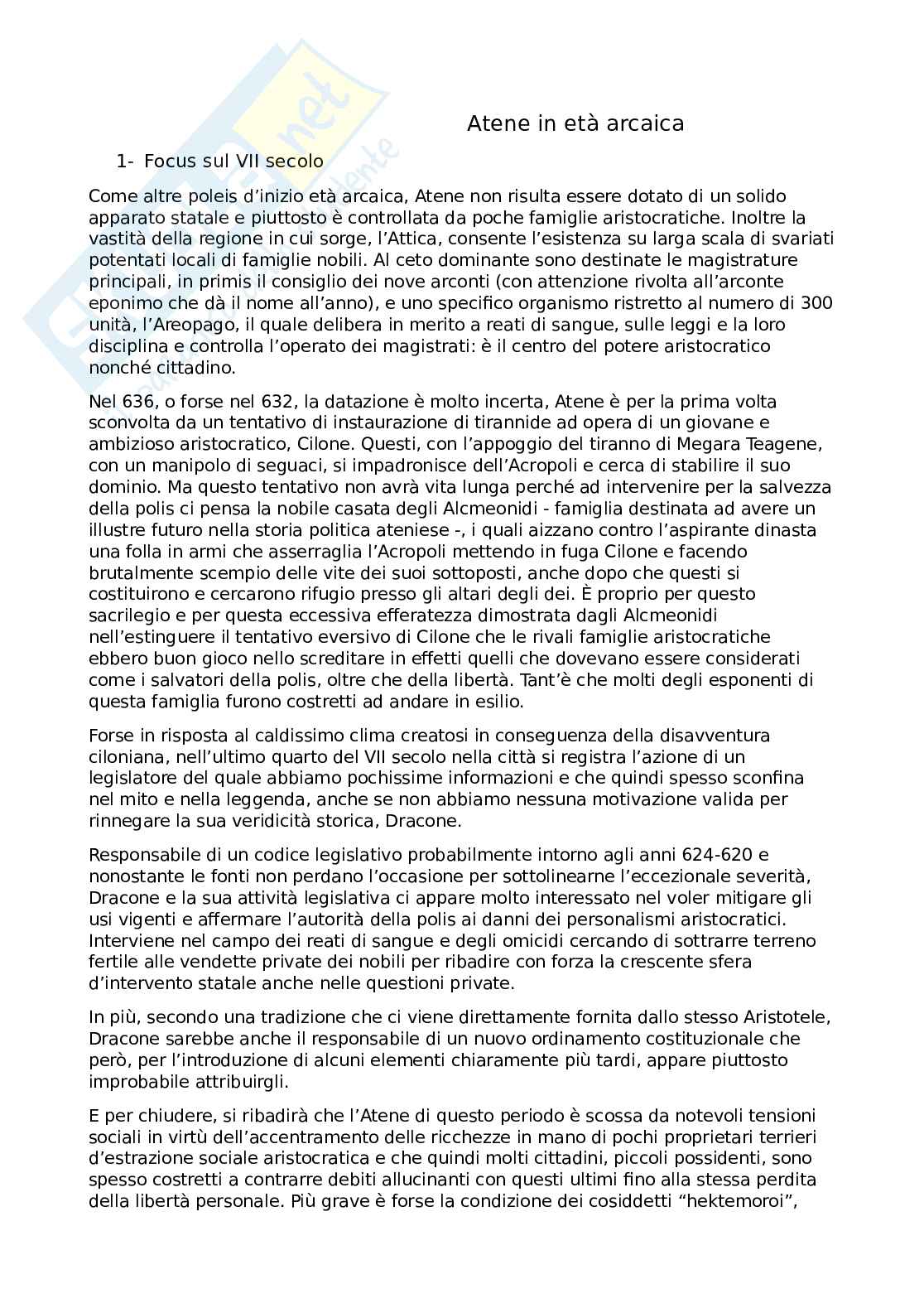 Riassunto esame Storia greca, Prof. Gallo Luigi, libro consigliato Storia greca, Gallo Pag. 1