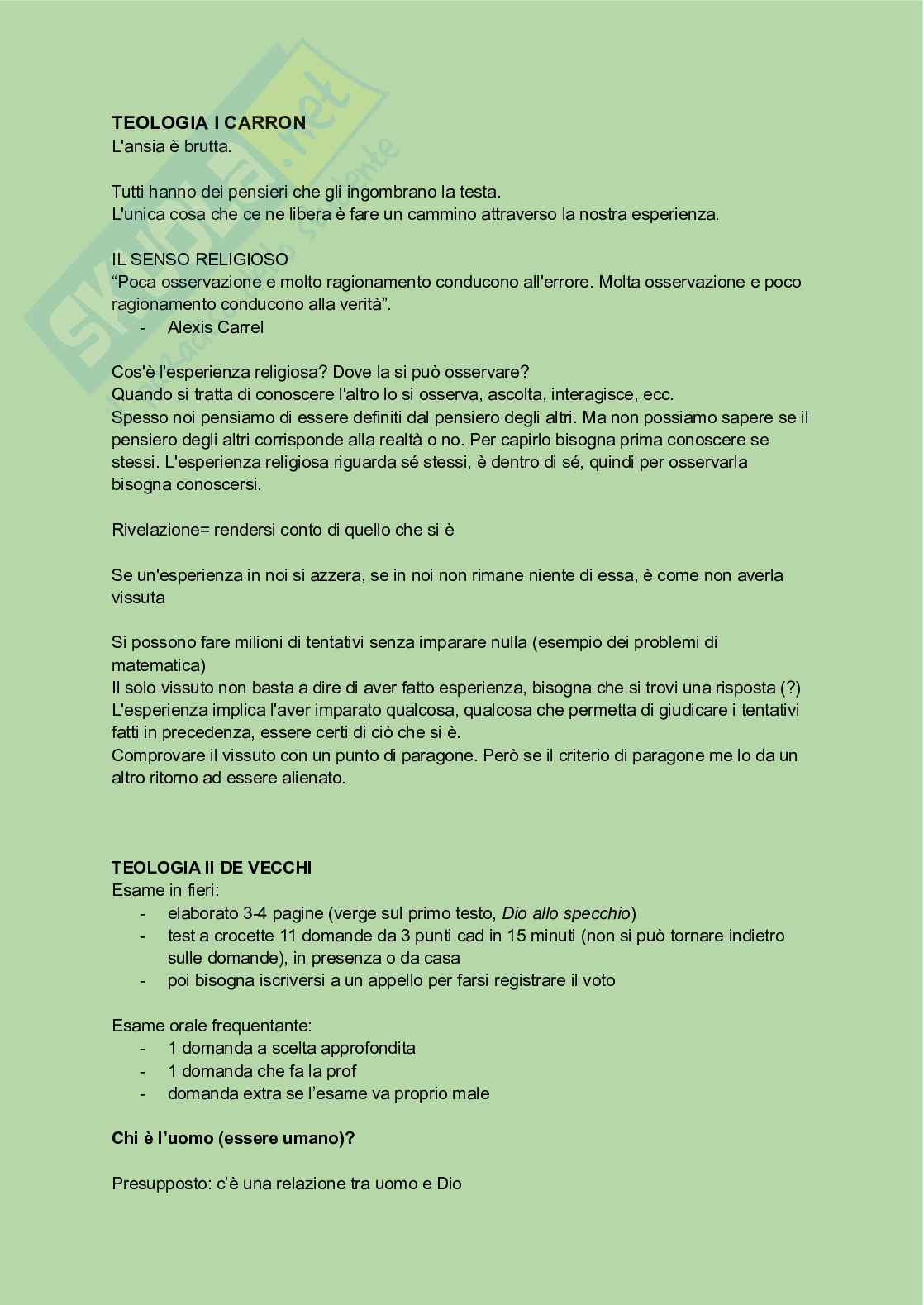 Appunti Teologia 2 Pag. 1