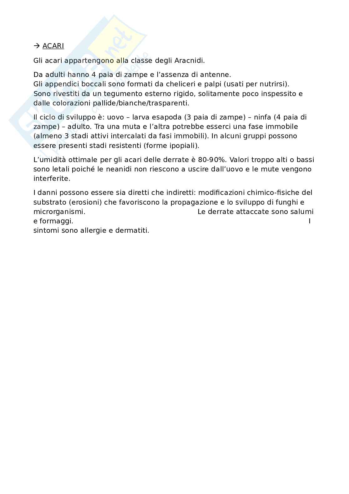 Appunti Patologia delle derrate alimentari Pag. 1